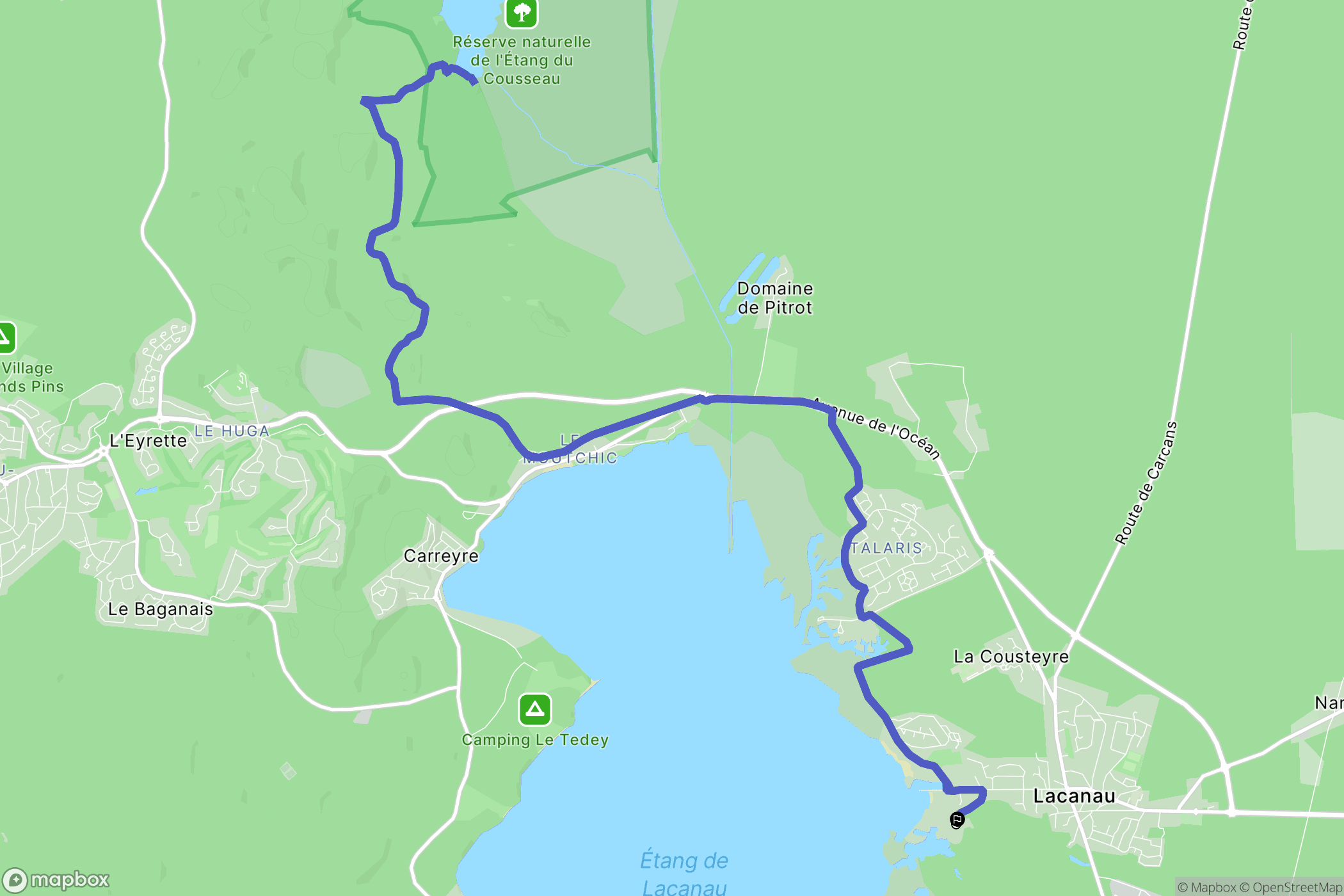 Lacanau : carte du parcours de randonnée - France