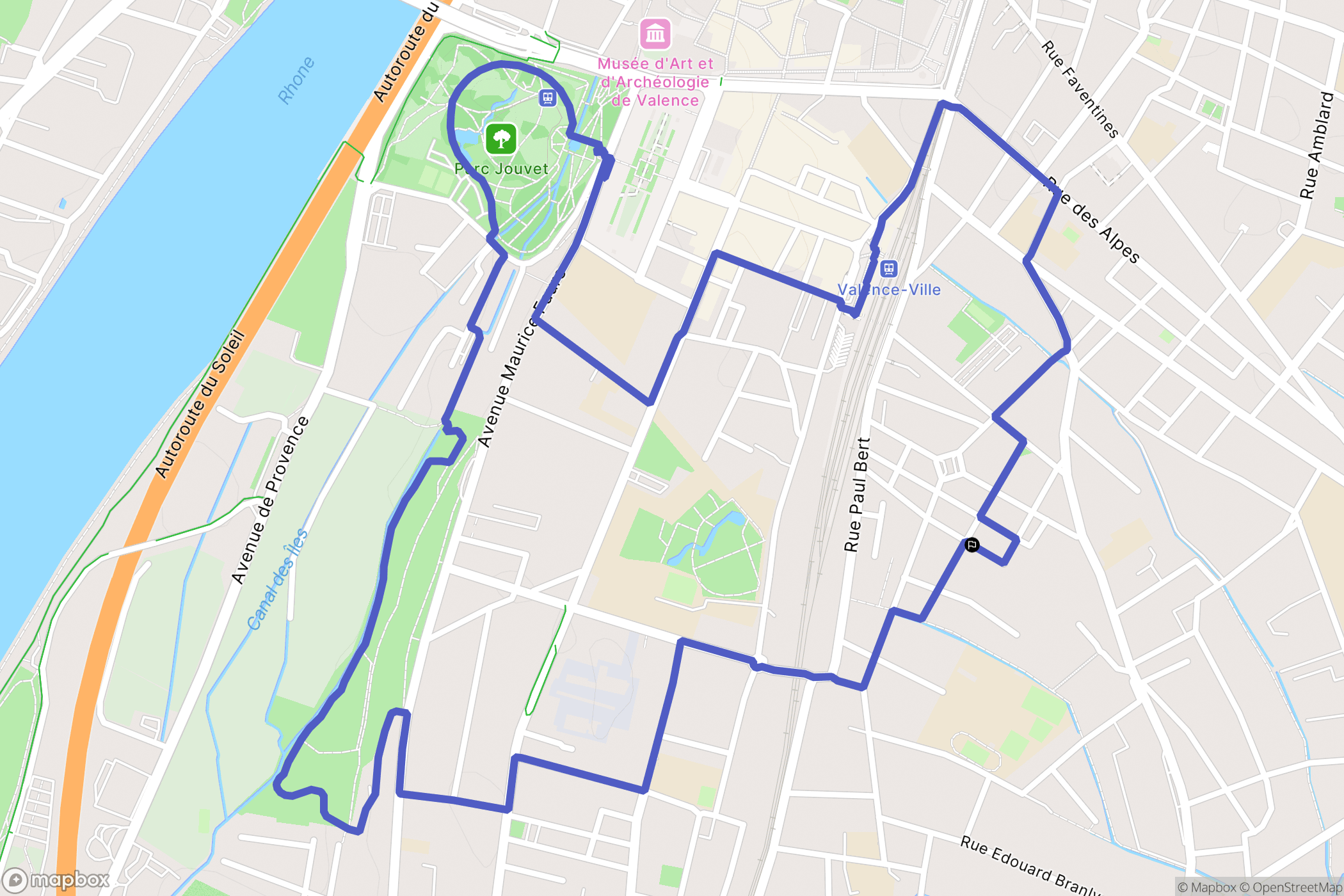 Valence : carte du parcours de randonnée - France