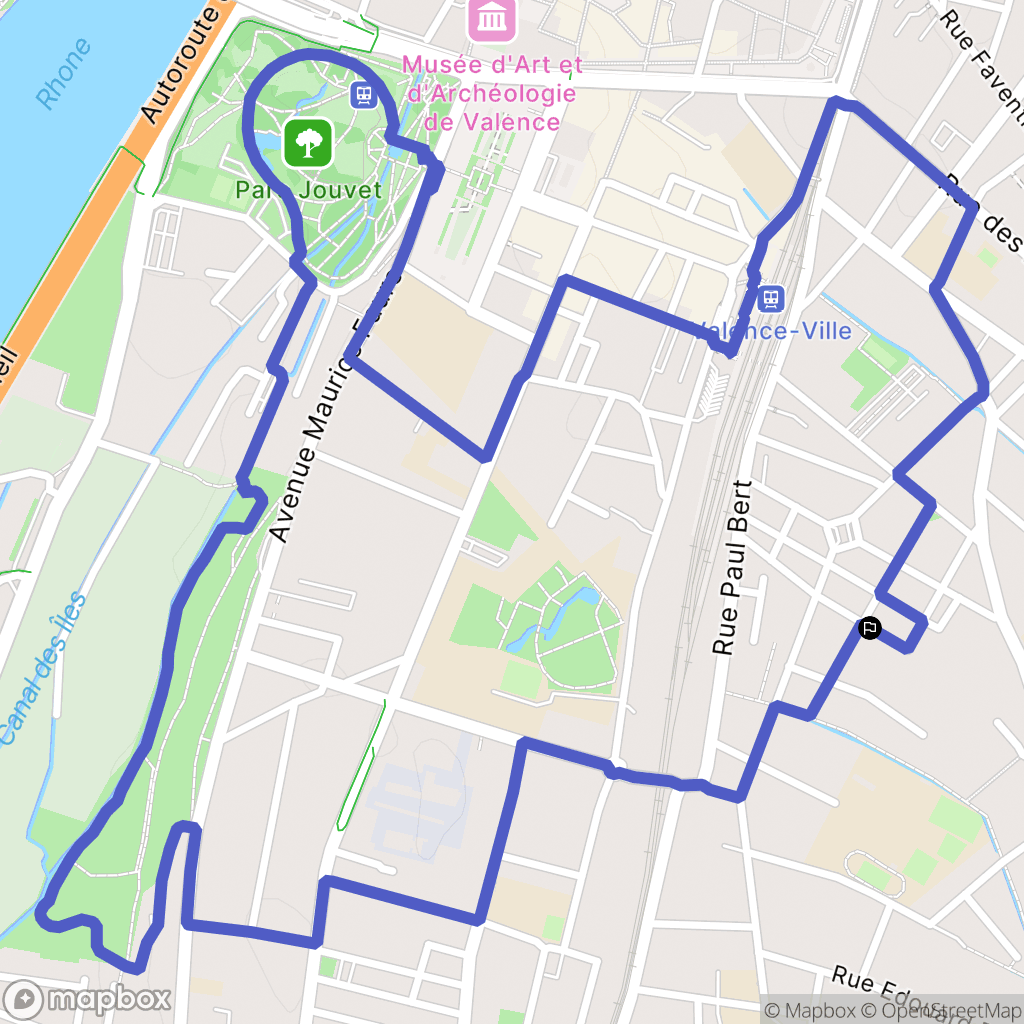 Valence : carte du parcours de randonnée - France