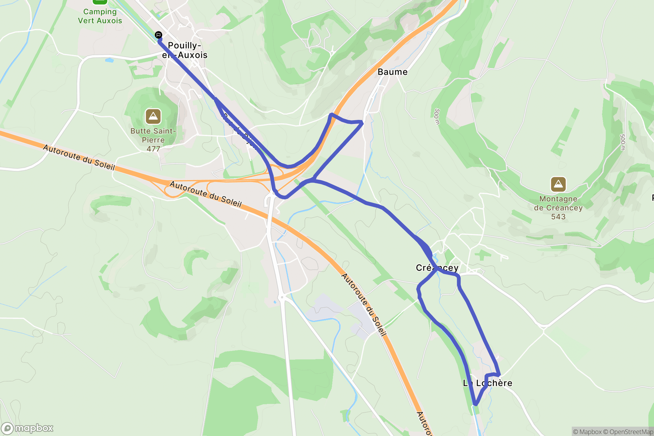 Pouilly-en-Auxois : carte du parcours de randonnée - France