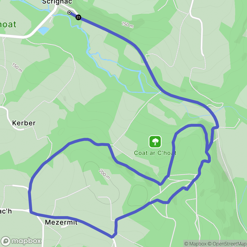 Scrignac : carte du parcours de randonnée - France