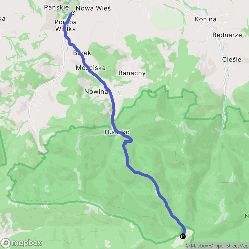 Poręba Wielka: mapa trasy - Poland
