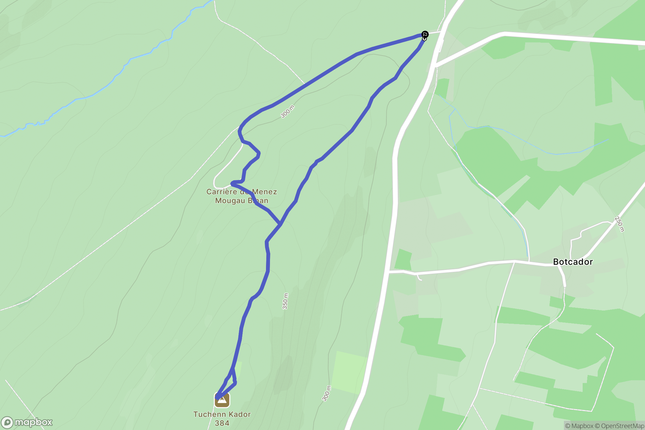 Botmeur : carte du parcours de randonnée - France