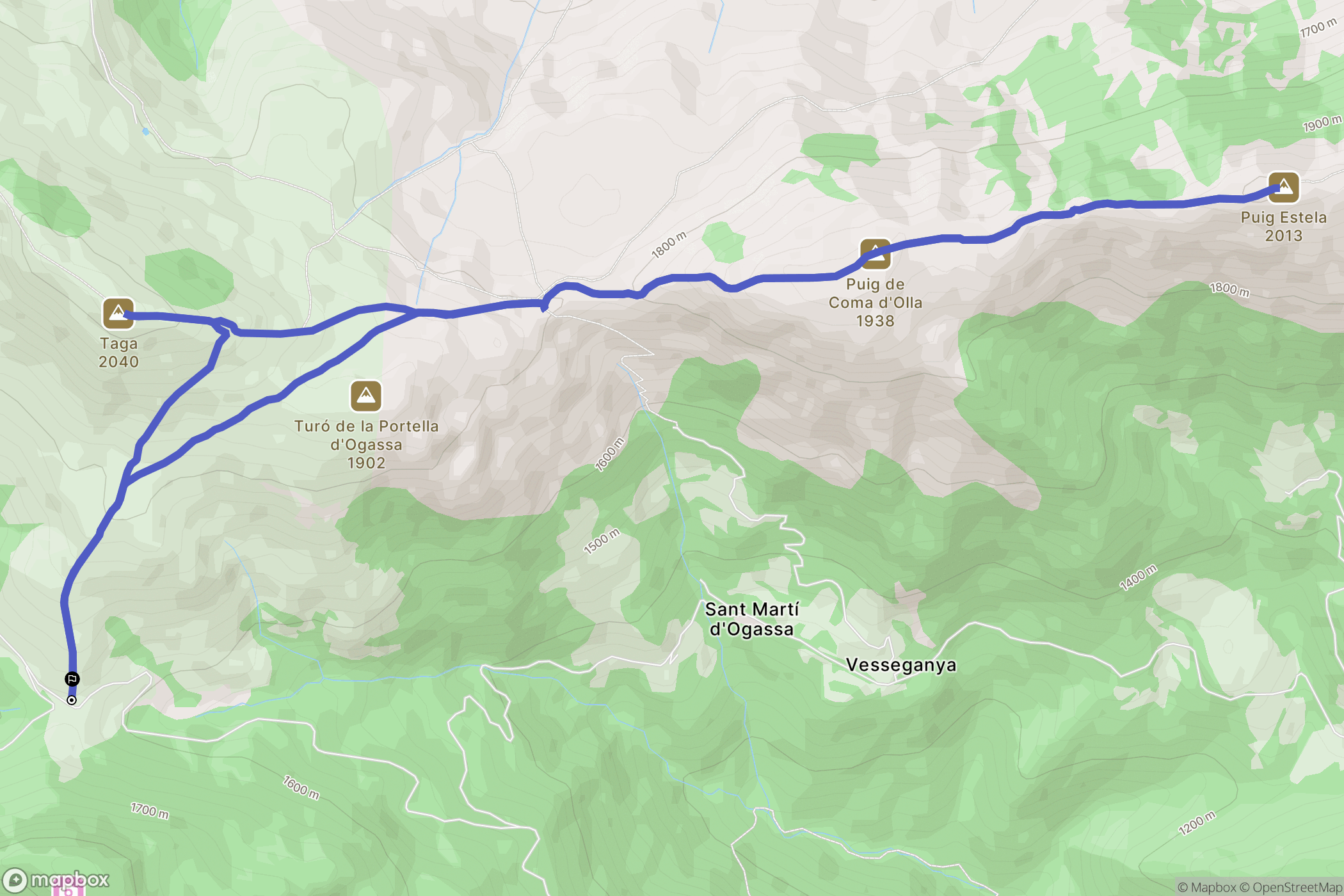 Bruguera : carte du parcours de randonnée - Spain
