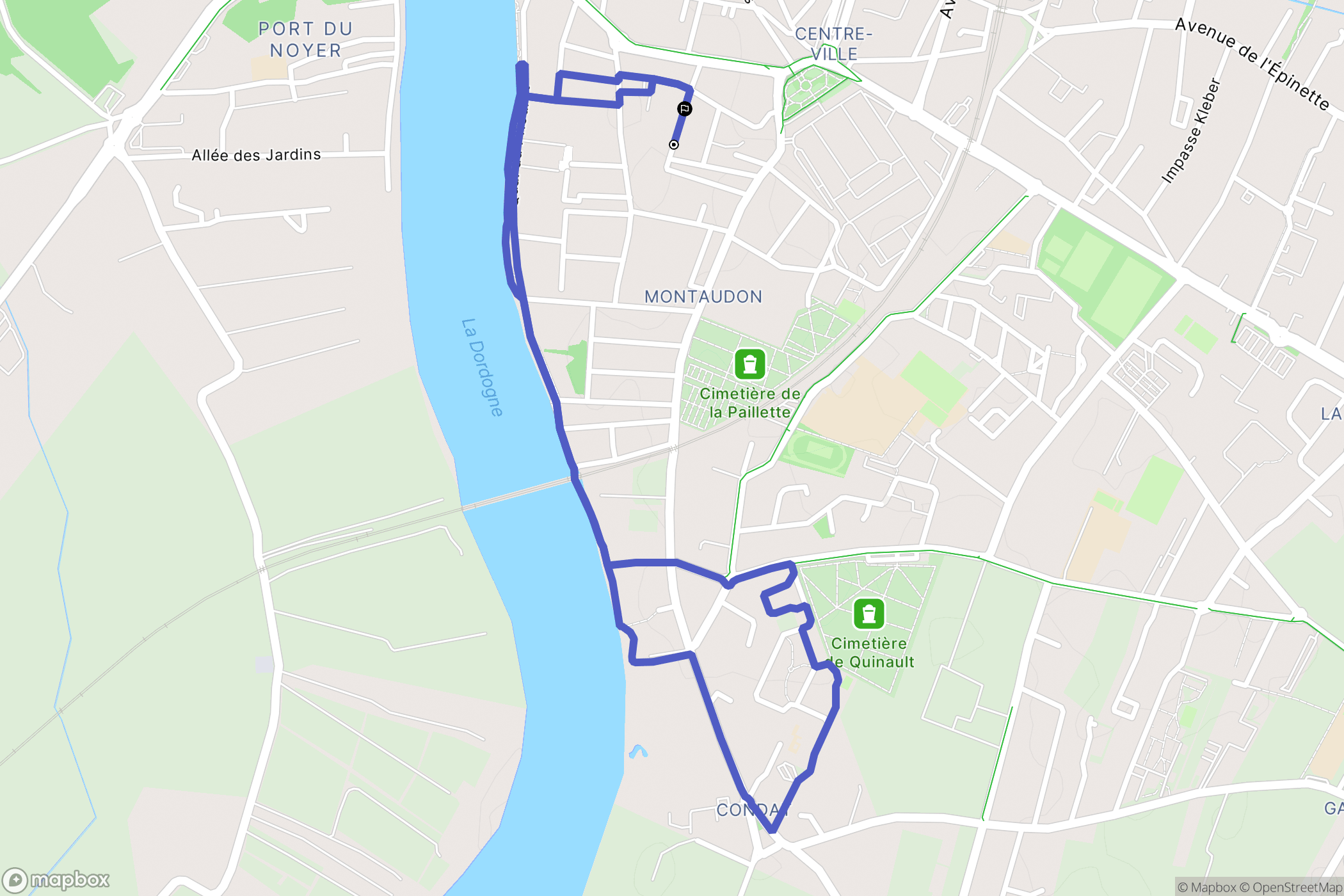 Libourne : carte du parcours de randonnée - France