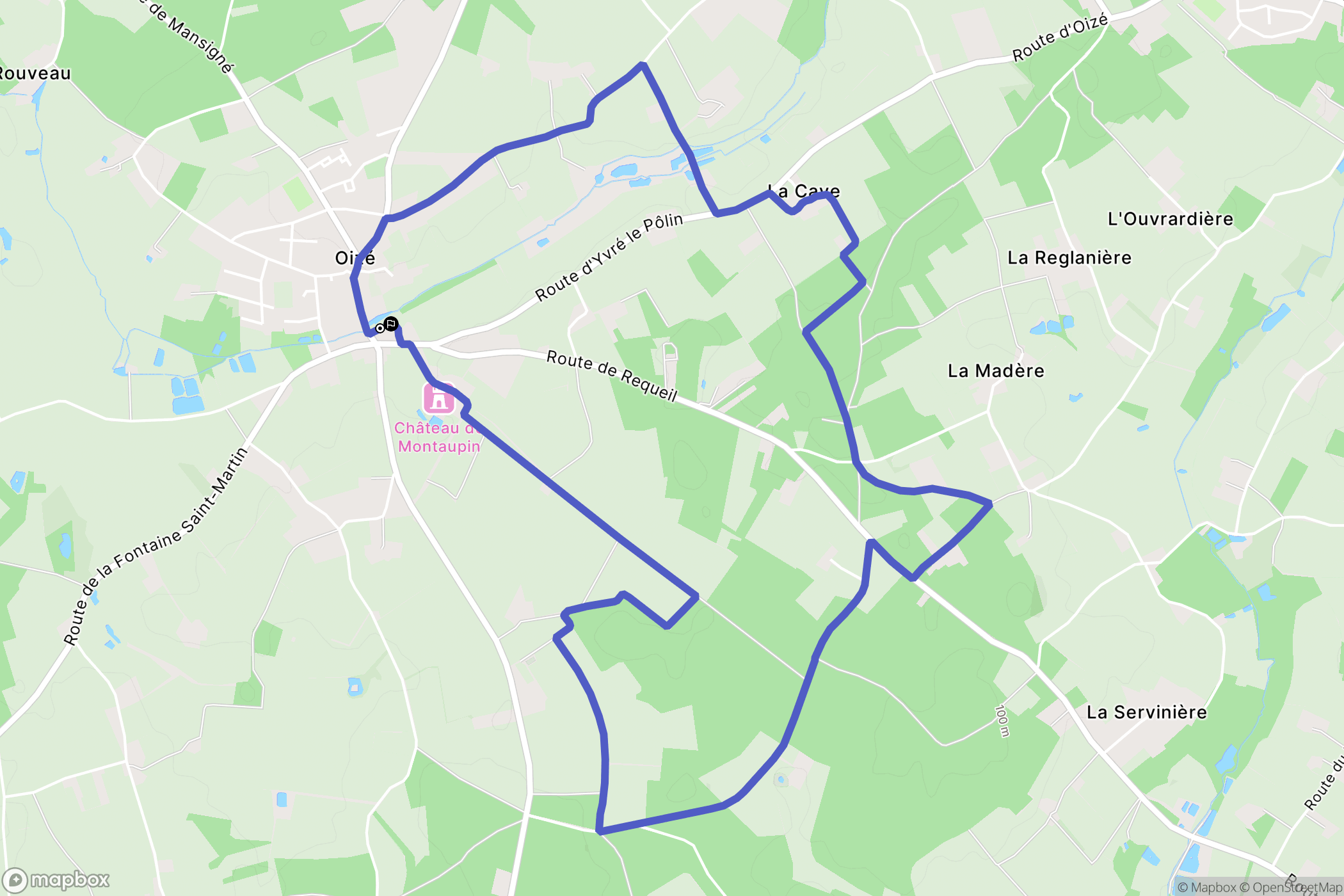 Oizé : carte du parcours de randonnée - France