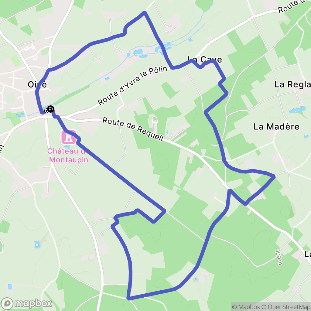 Oizé : carte du parcours de randonnée - France