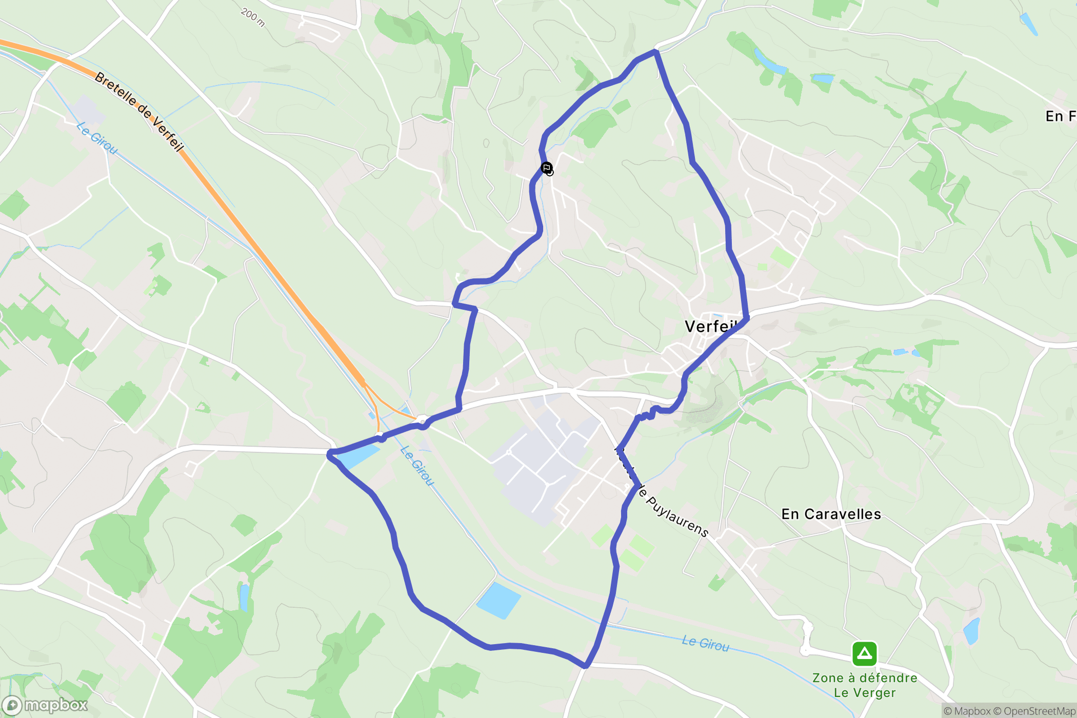 Verfeil : carte du parcours de randonnée - France
