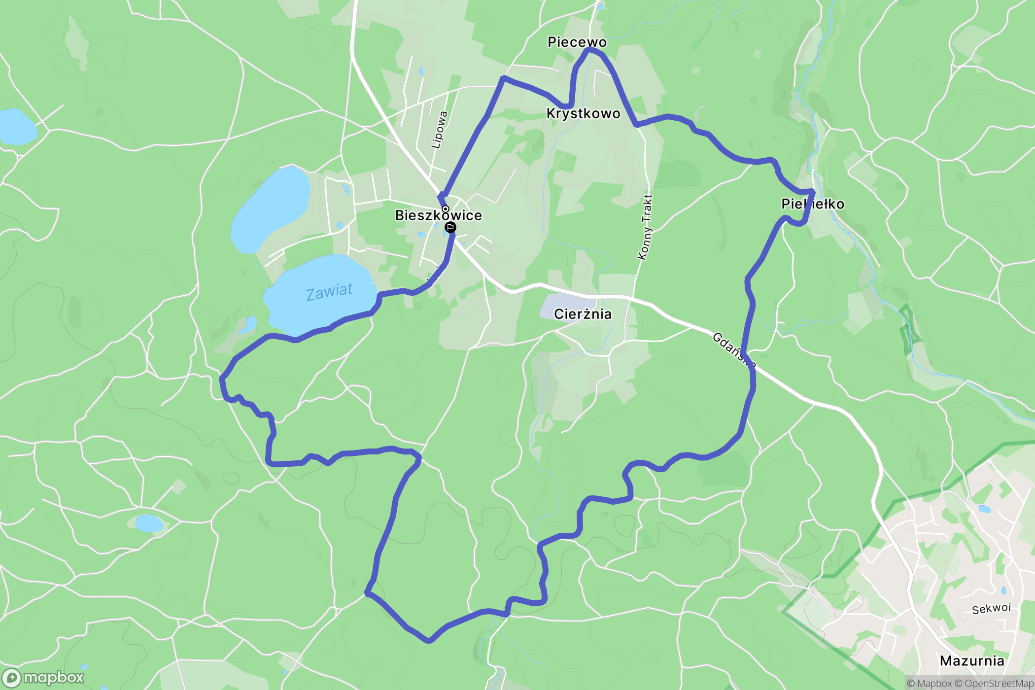Bieszkowice: mapa trasy - Poland