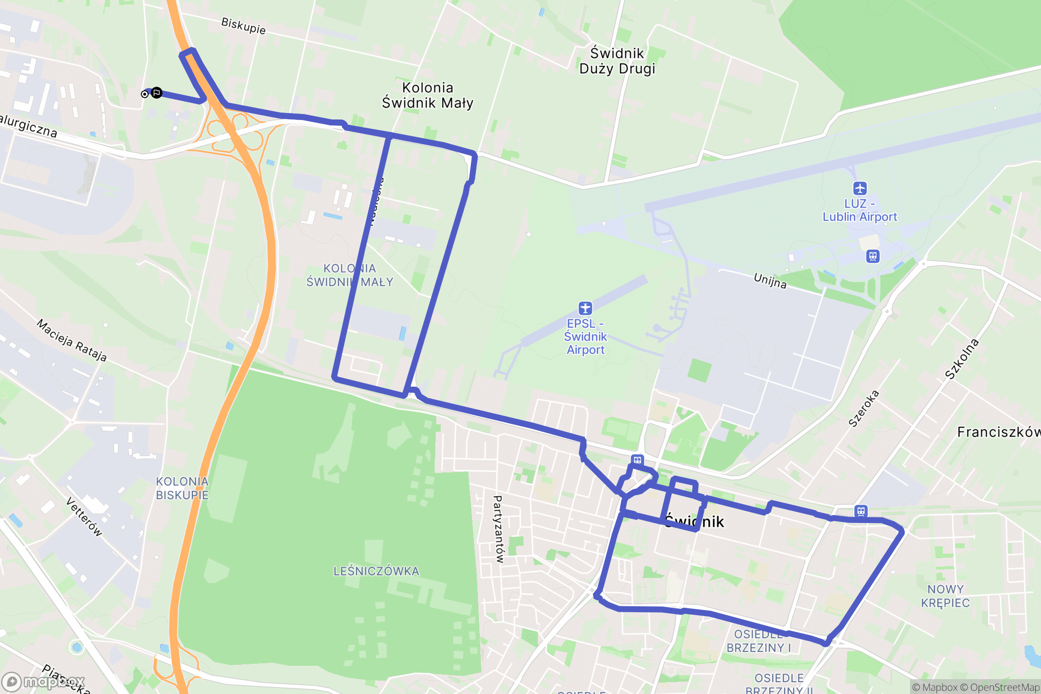 Świdnik: mapa trasy - Poland