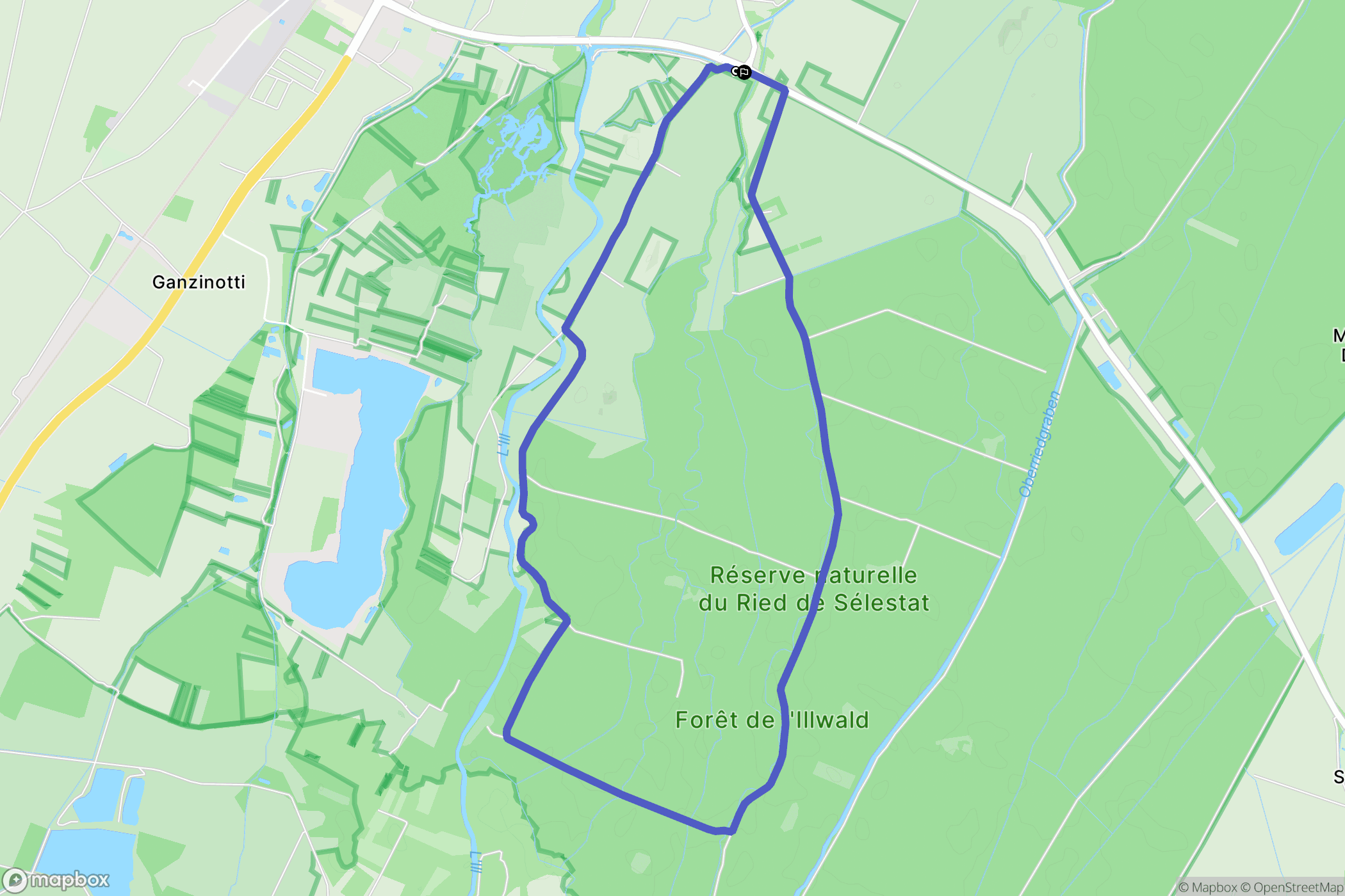 Sélestat : carte du parcours de randonnée - France