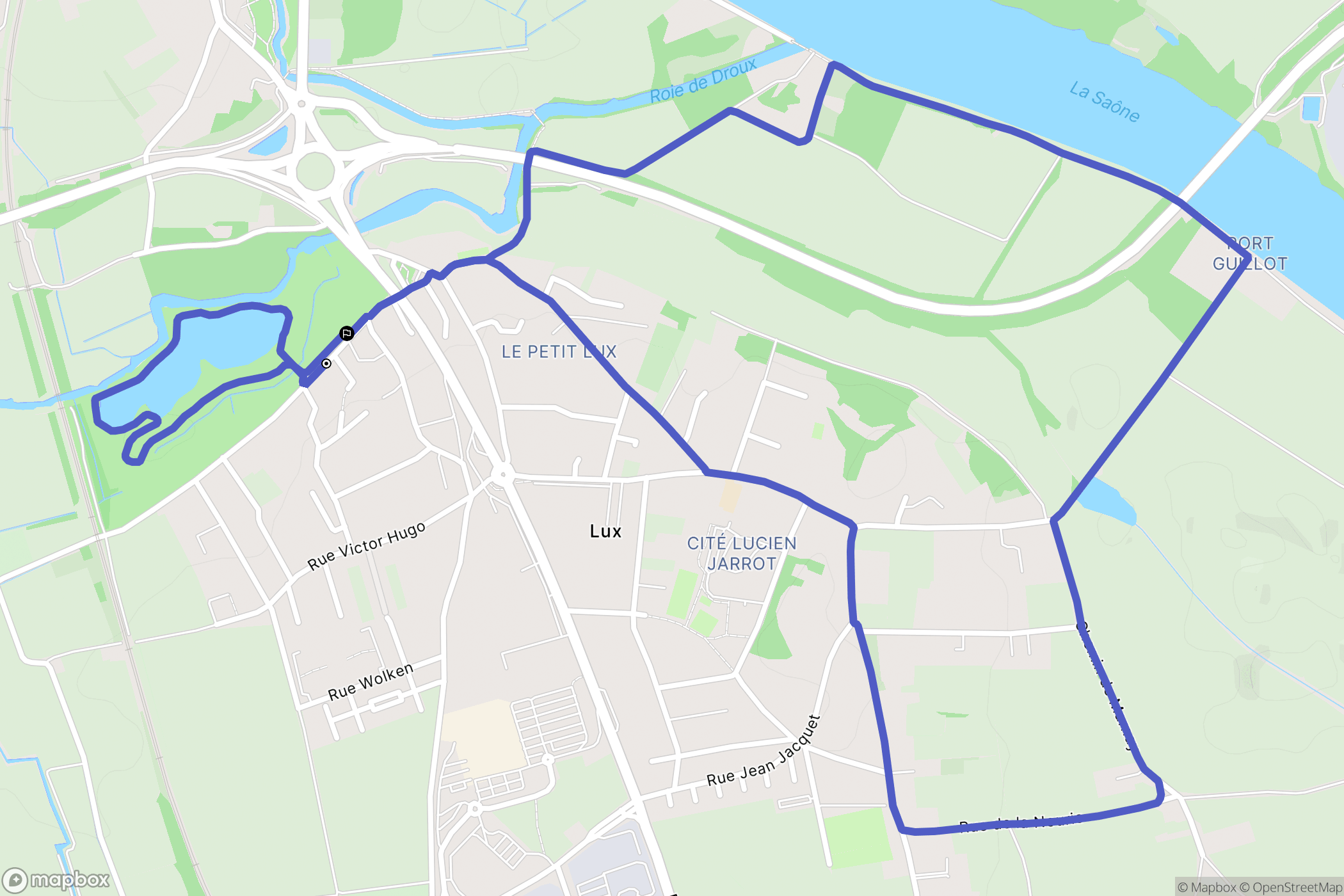 Lux : carte du parcours de randonnée - France
