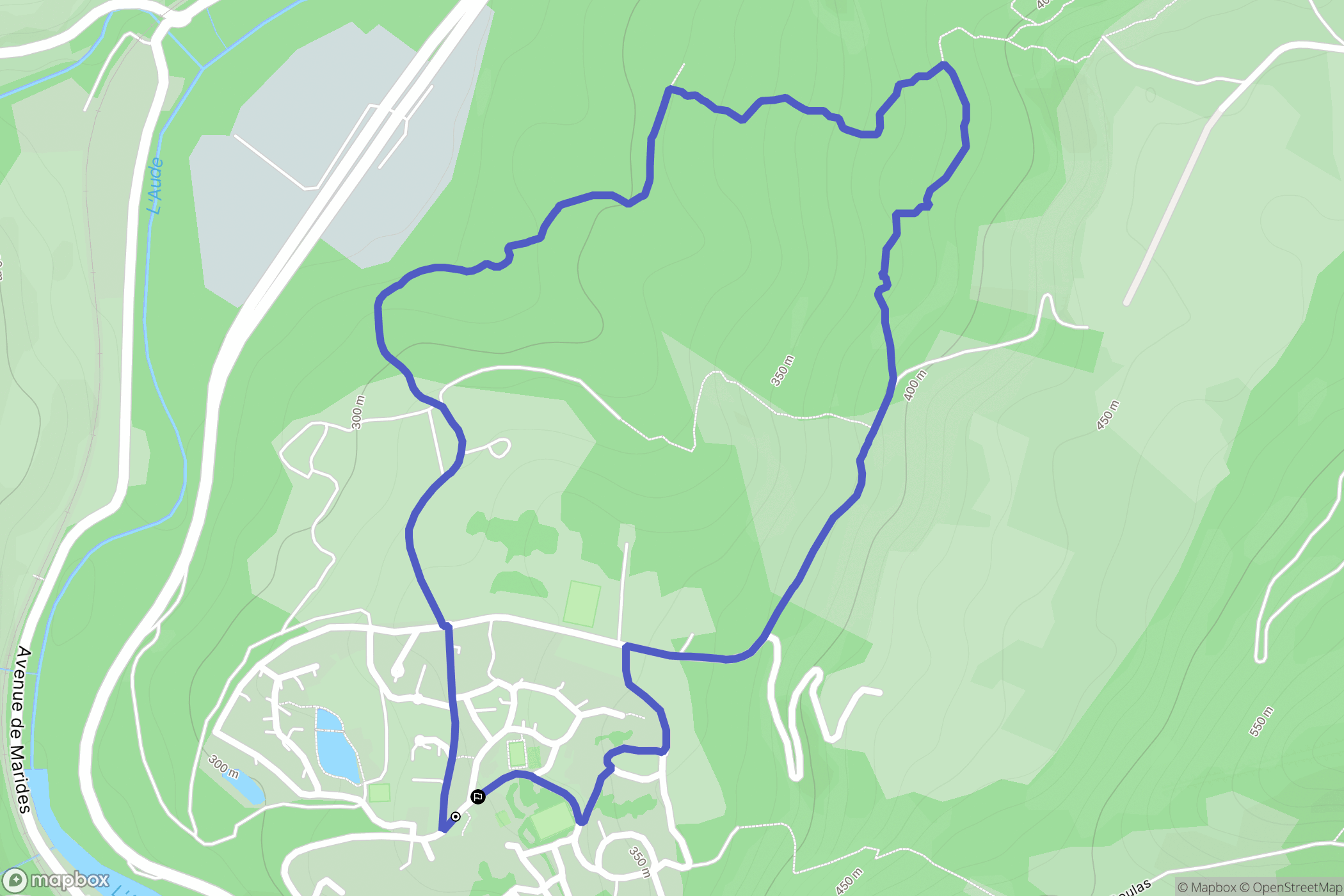 Quillan : carte du parcours de randonnée - France
