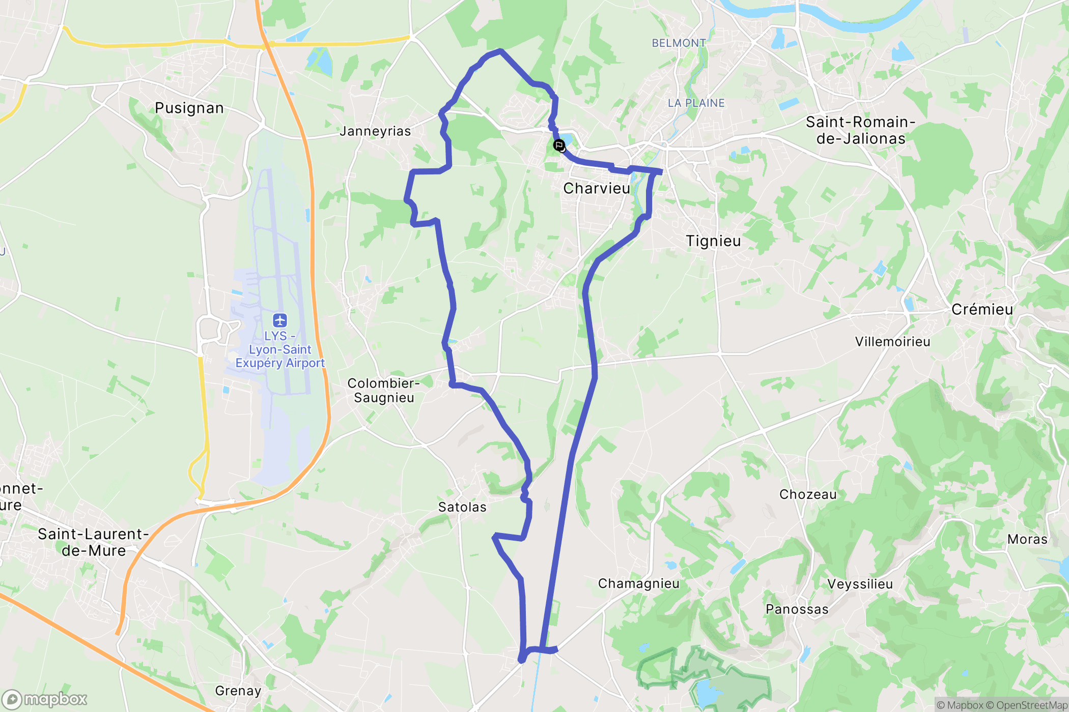 Charvieu-Chavagneux : carte du parcours de randonnée - France