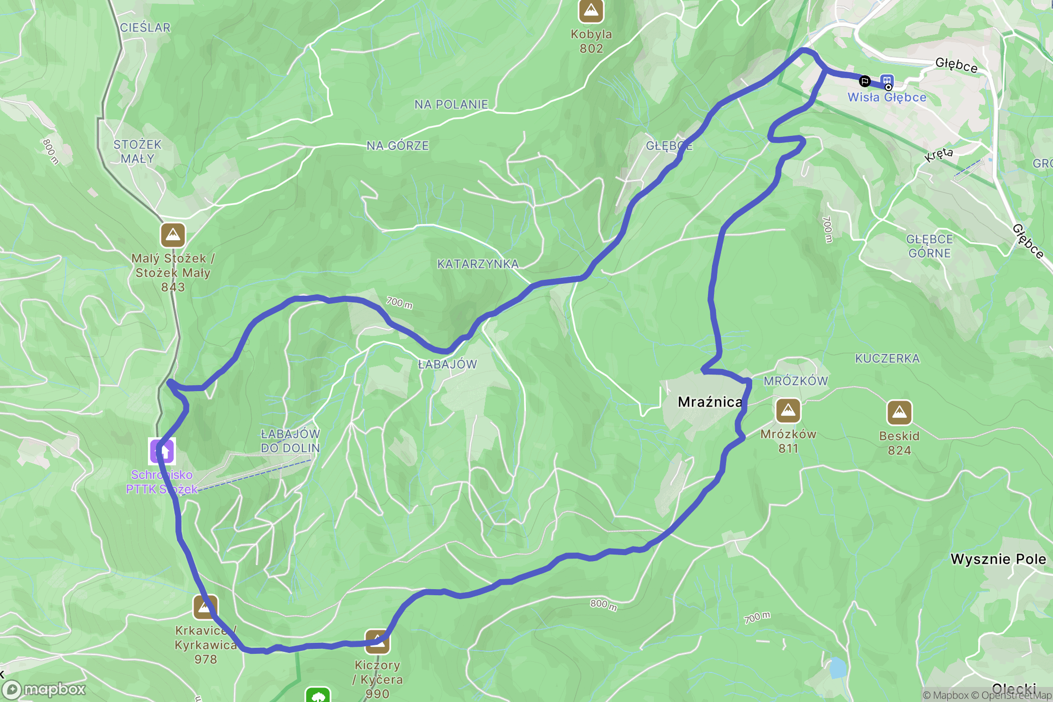 Wisła: mapa trasy - Poland