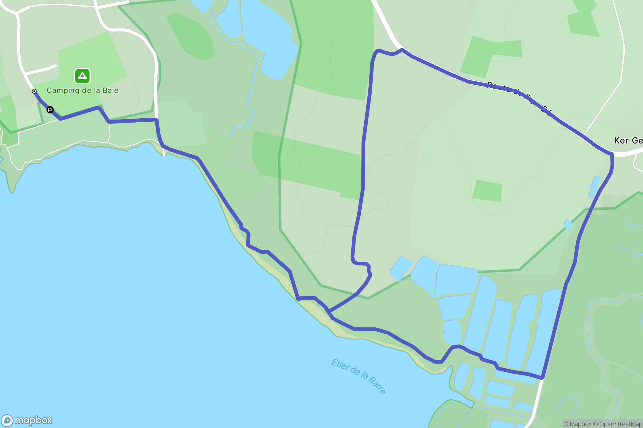 Assérac : carte du parcours de randonnée - France
