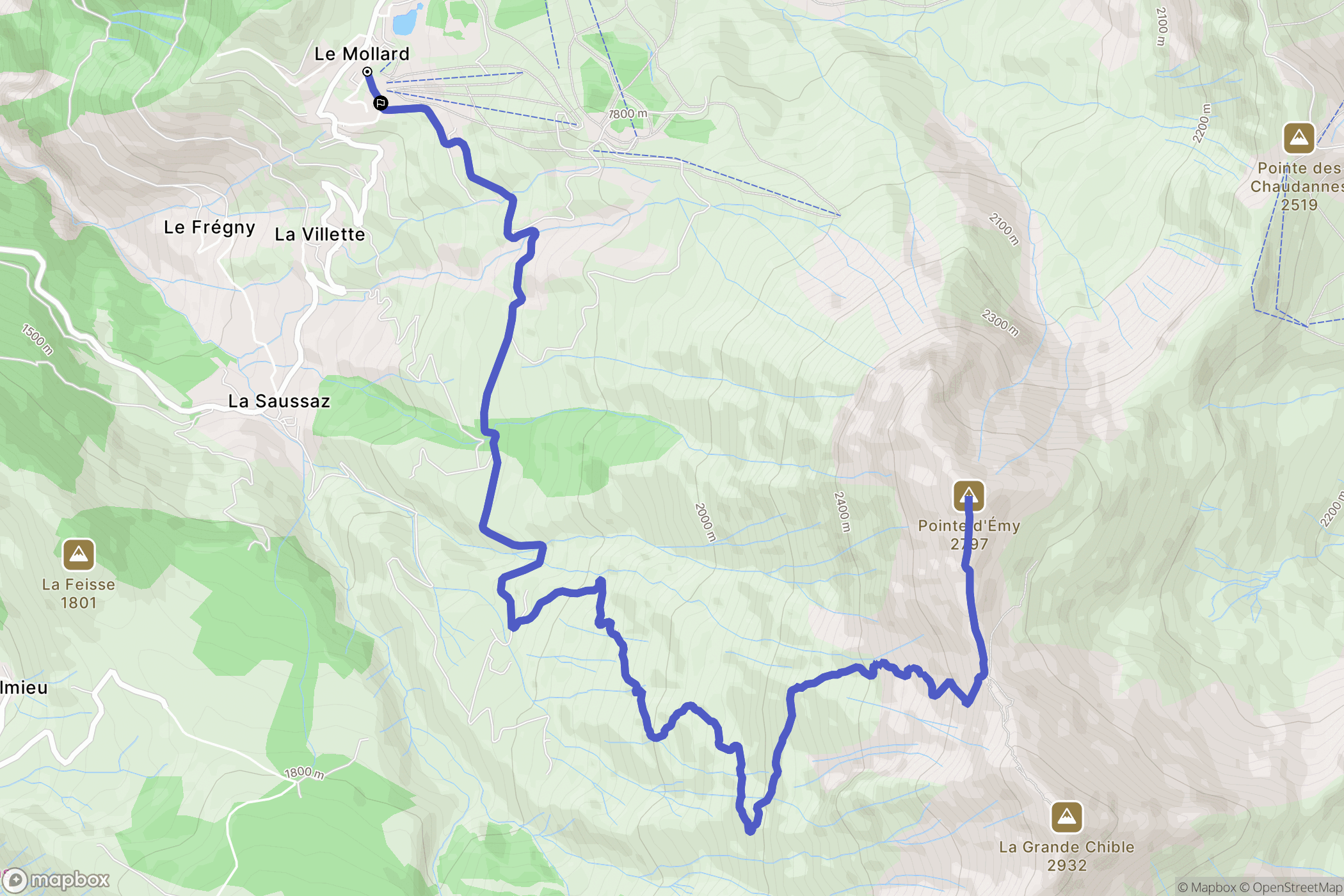 Albiez-Montrond : carte du parcours de randonnée - France