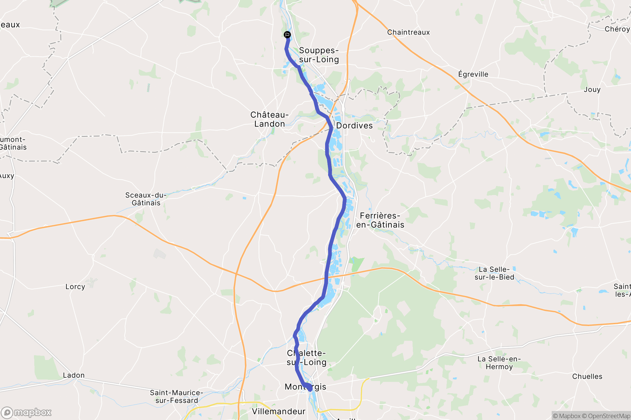 La Madeleine-sur-Loing : carte du parcours de randonnée - France