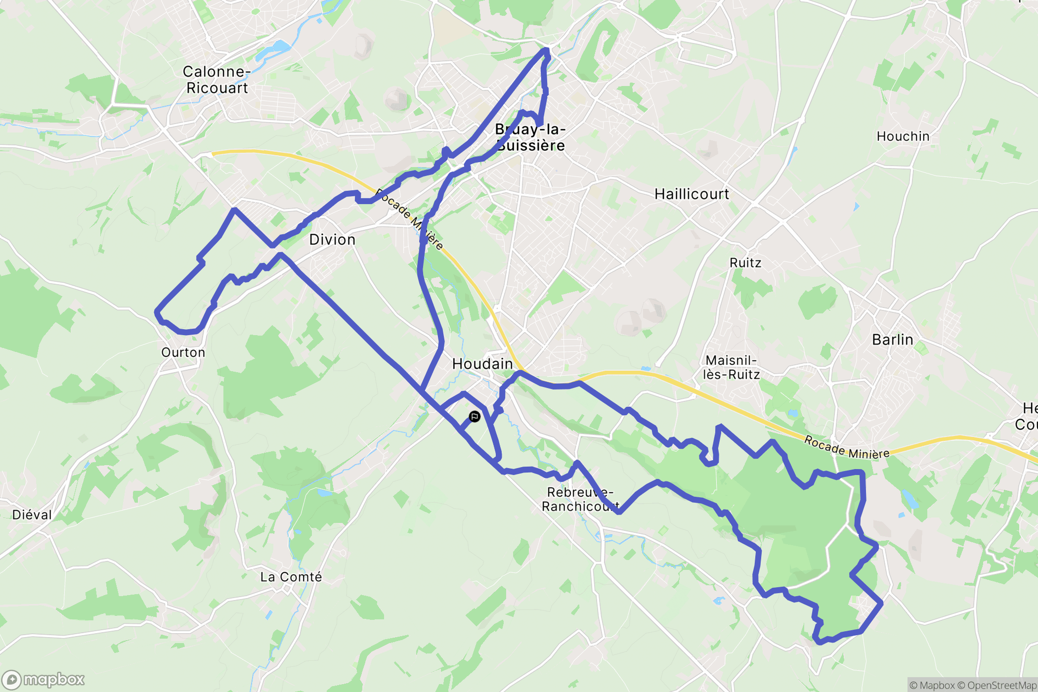 Houdain : carte du parcours de randonnée - France