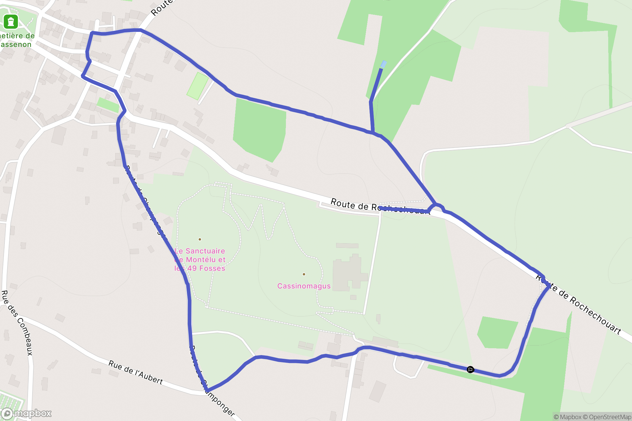 Chassenon : carte du parcours de randonnée - France