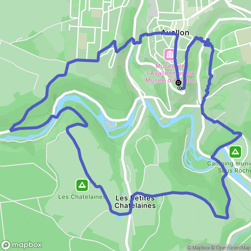 Avallon : carte du parcours de randonnée - France
