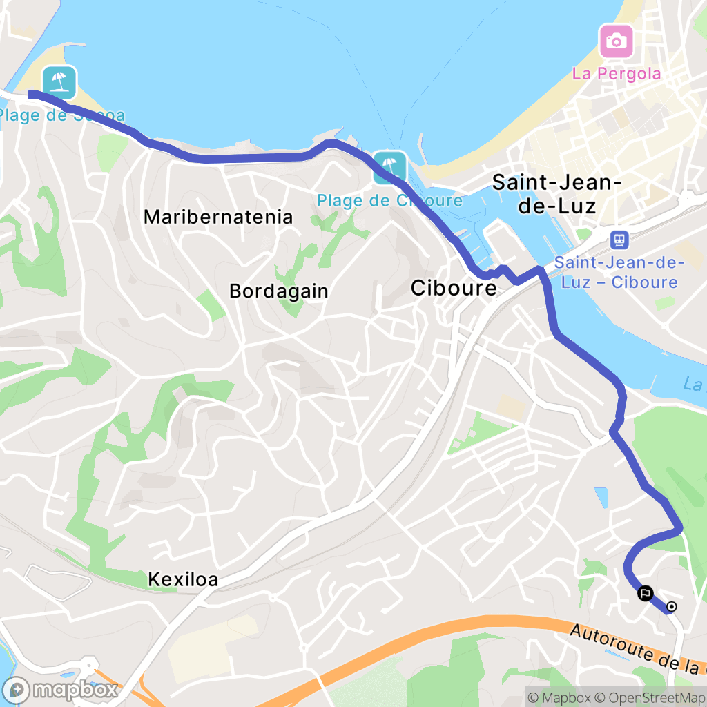 Ciboure : carte du parcours de randonnée - France