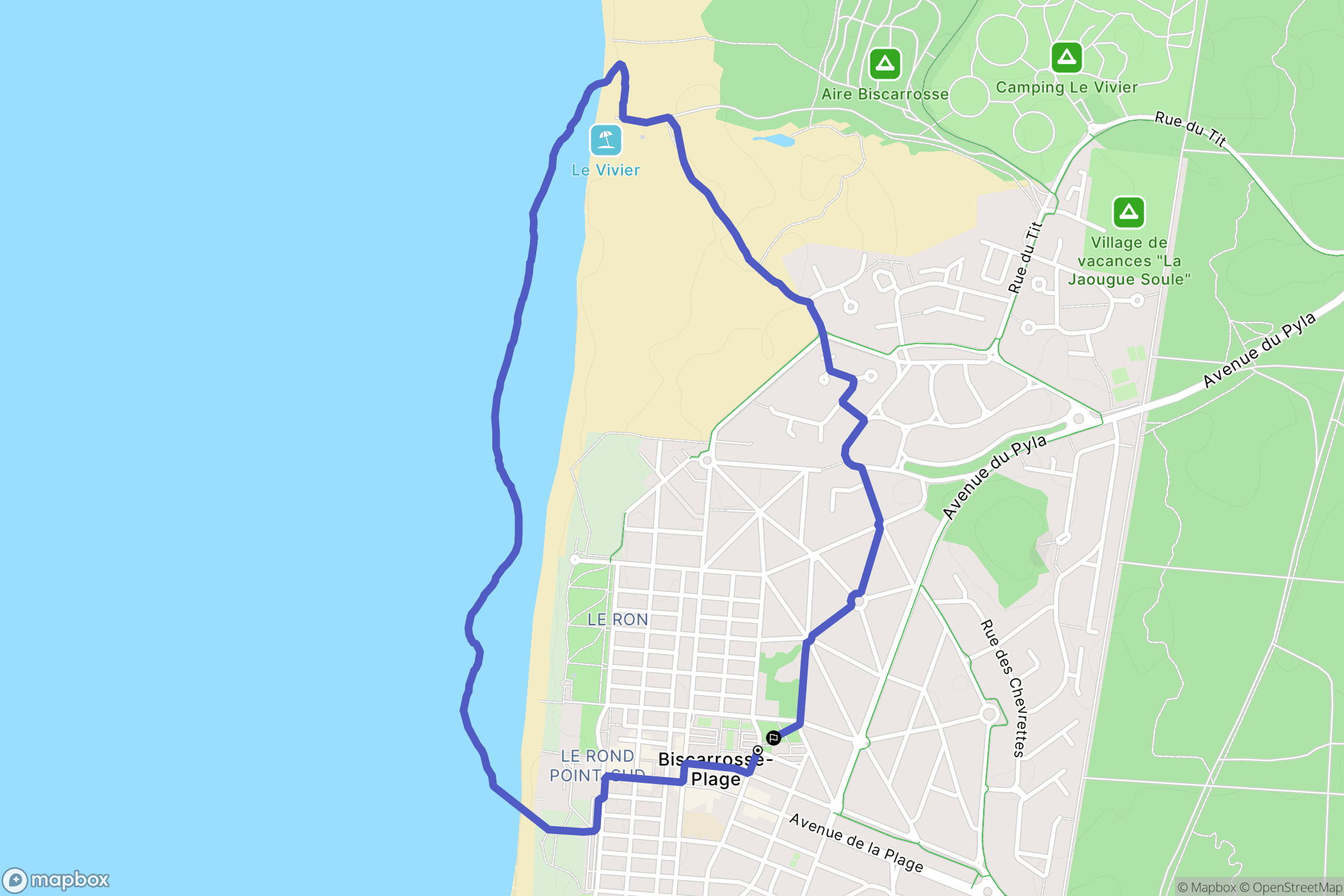 Biscarrosse : carte du parcours de randonnée - France