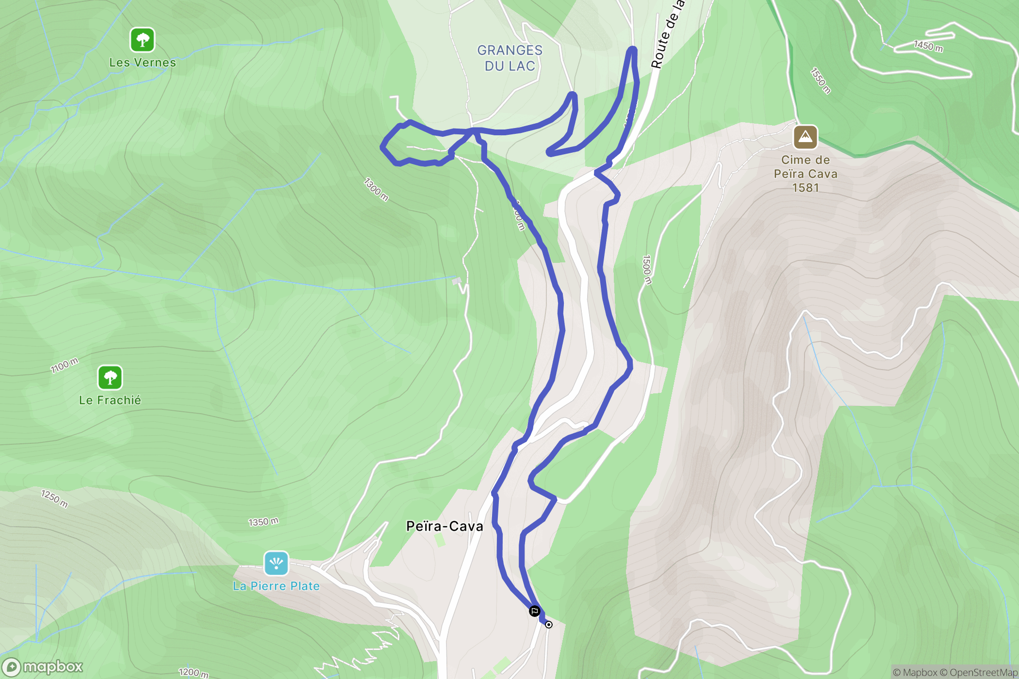 Lucéram : carte du parcours de randonnée - France