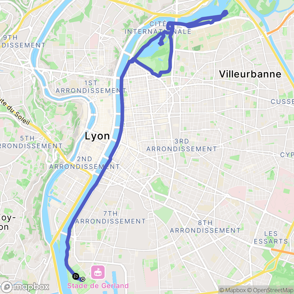 Lyon : carte du parcours de randonnée - France