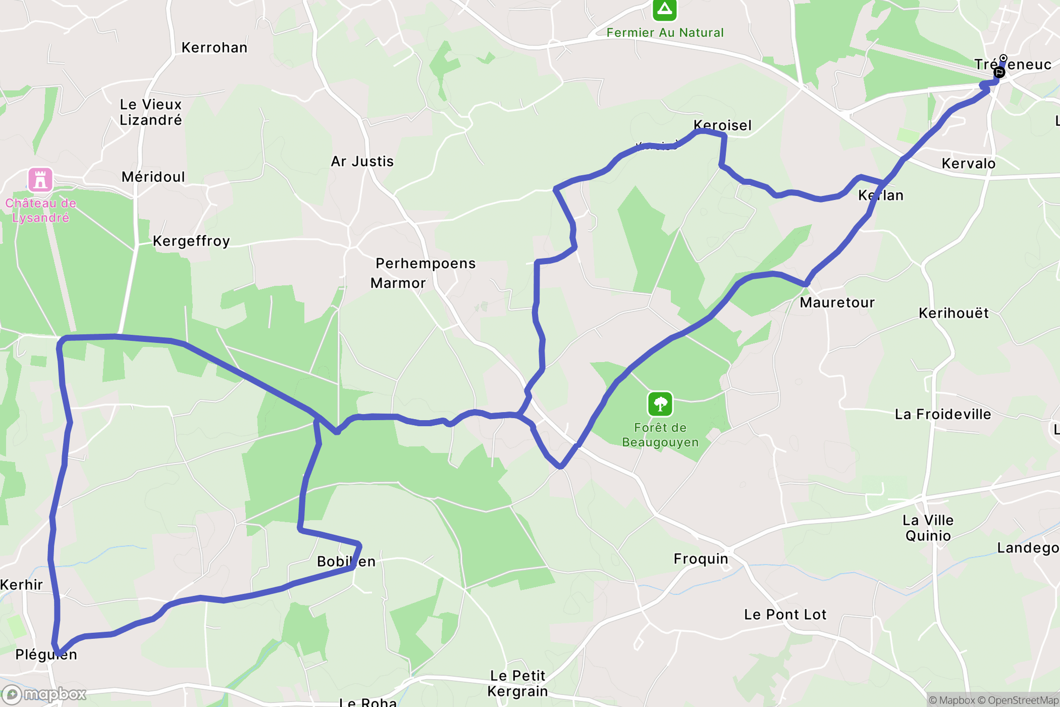 Tréveneuc : carte du parcours de randonnée - France