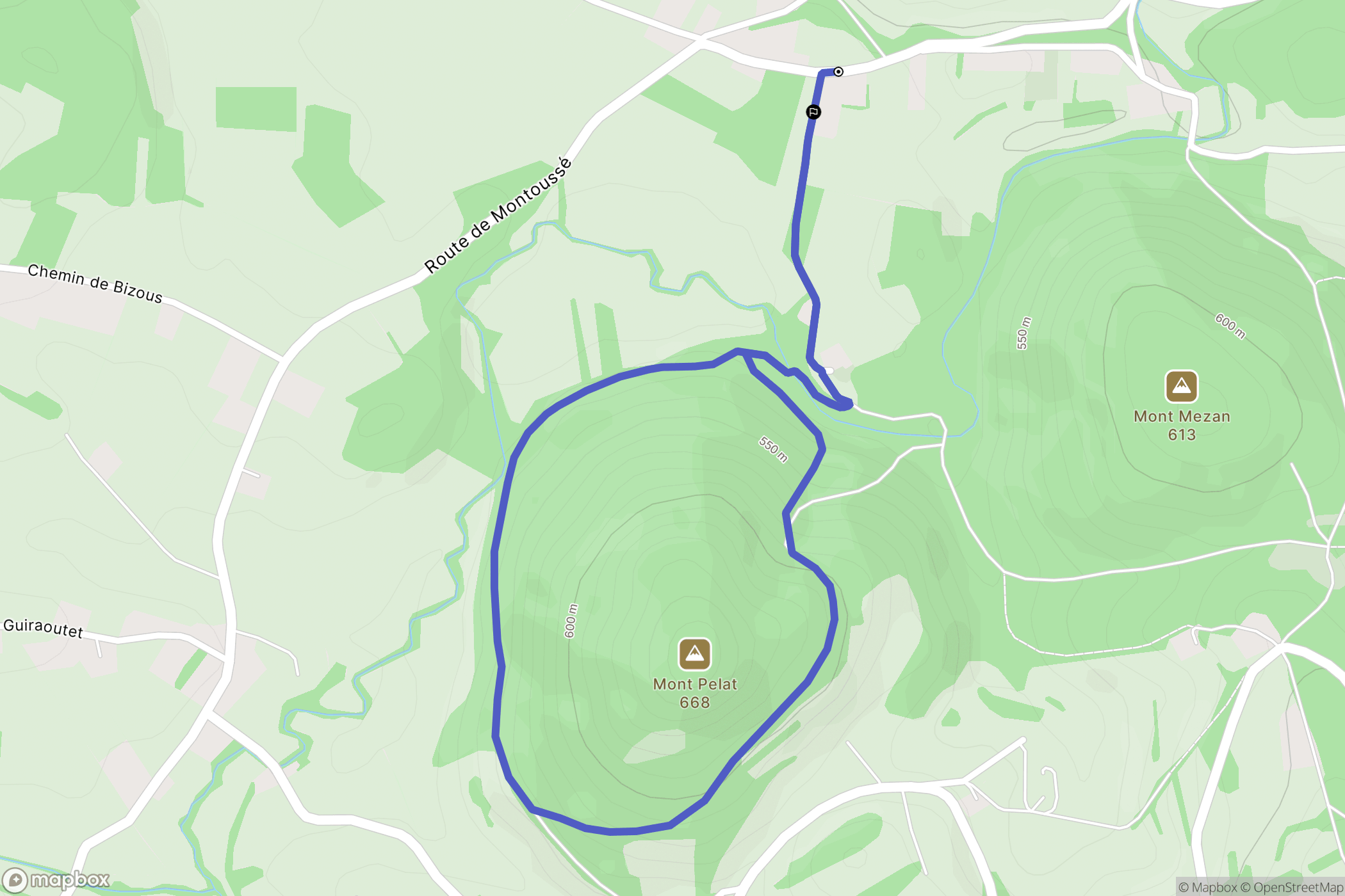 Bizous : carte du parcours de randonnée - France