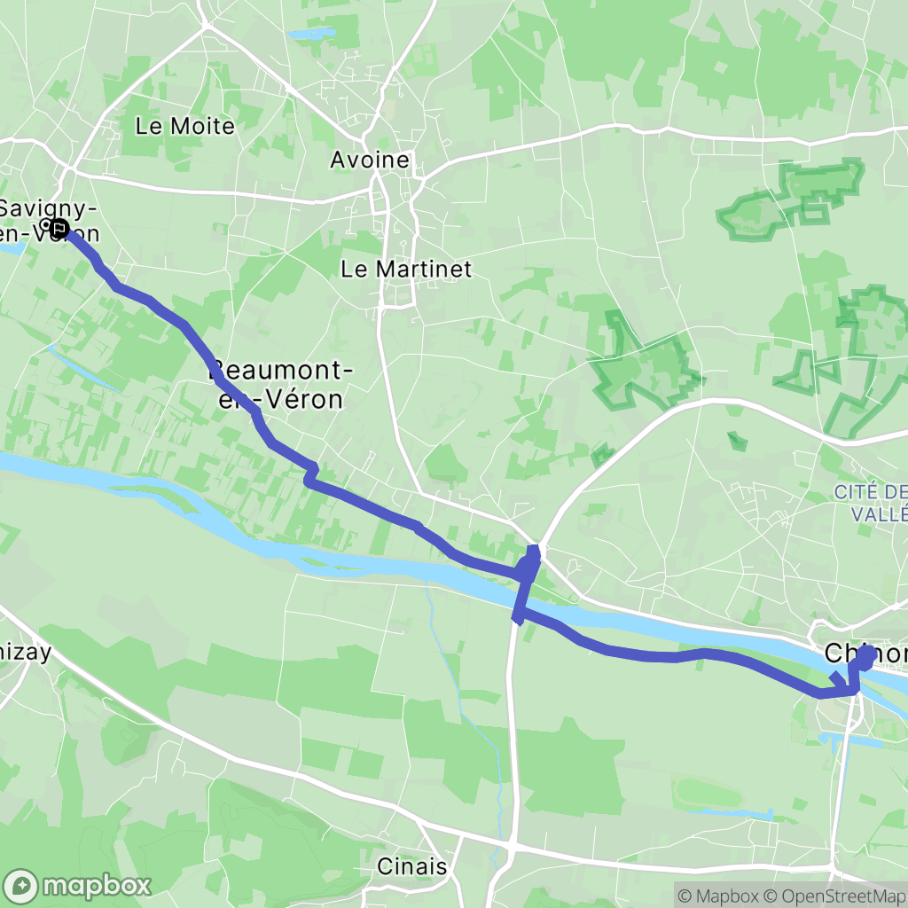 Savigny-en-Véron : carte du parcours de randonnée - France