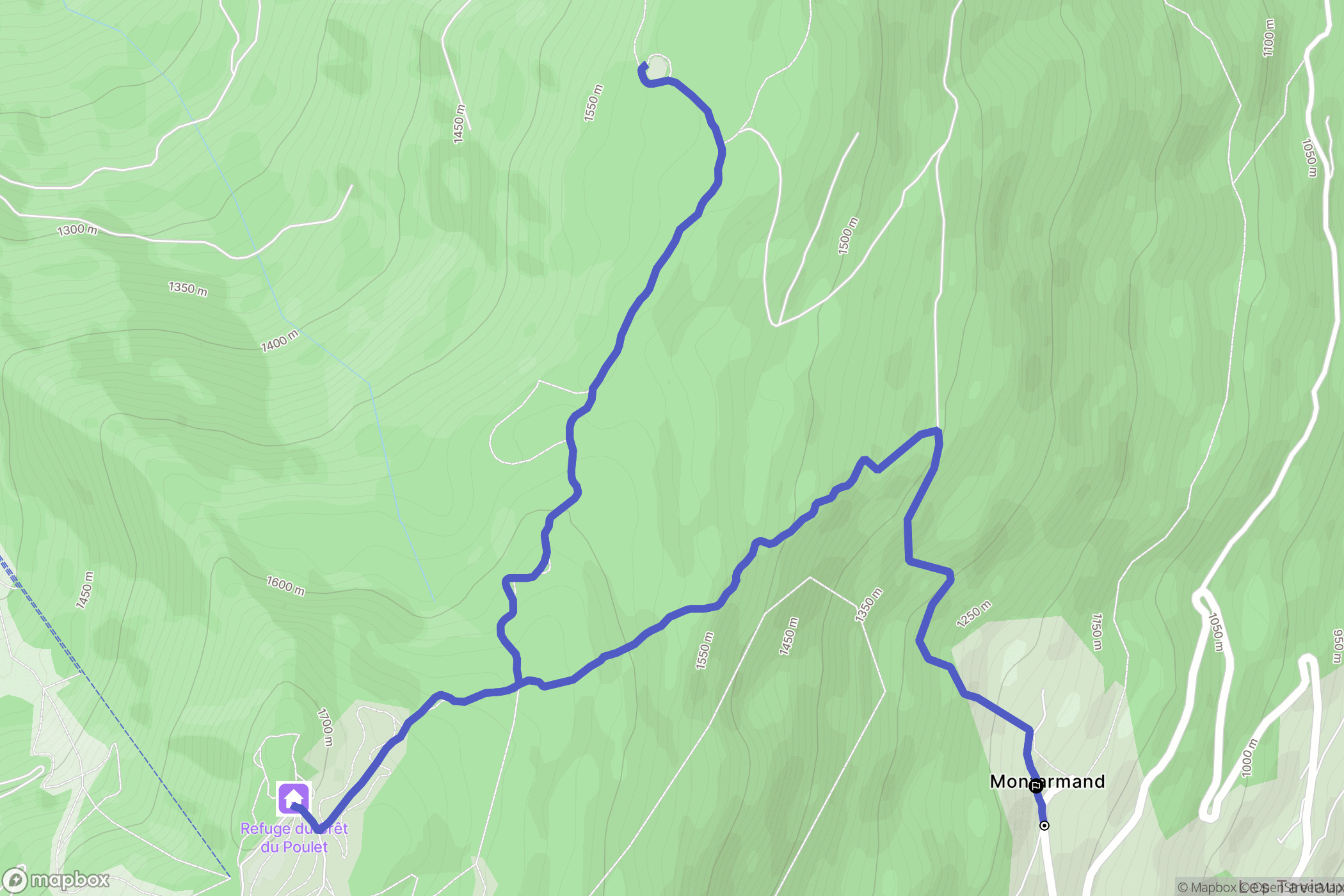 Le Haut-Bréda : carte du parcours de randonnée - France