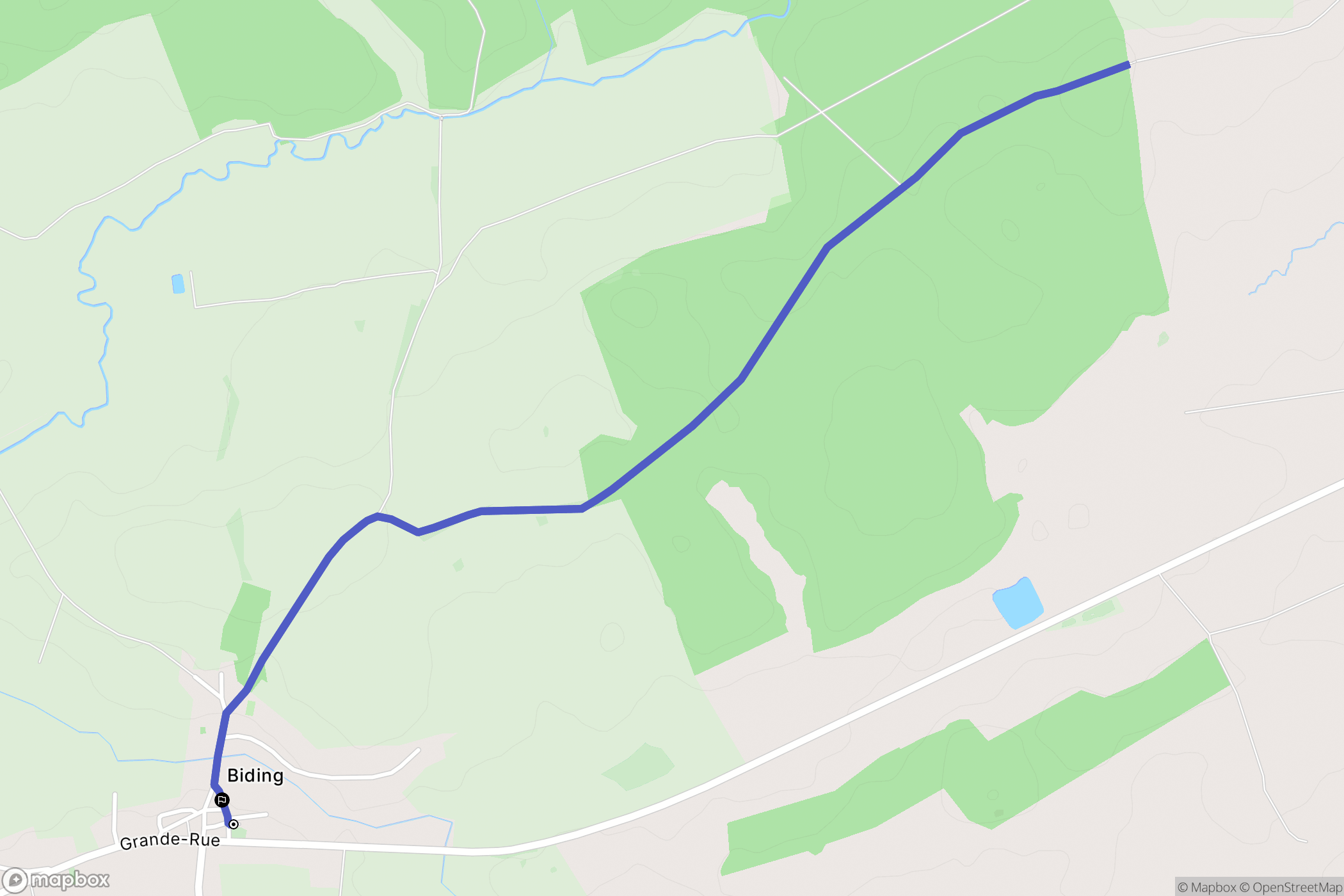 Biding : carte du parcours de randonnée - France