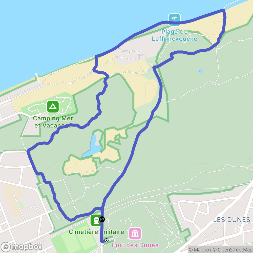 Leffrinckoucke : carte du parcours de randonnée - France