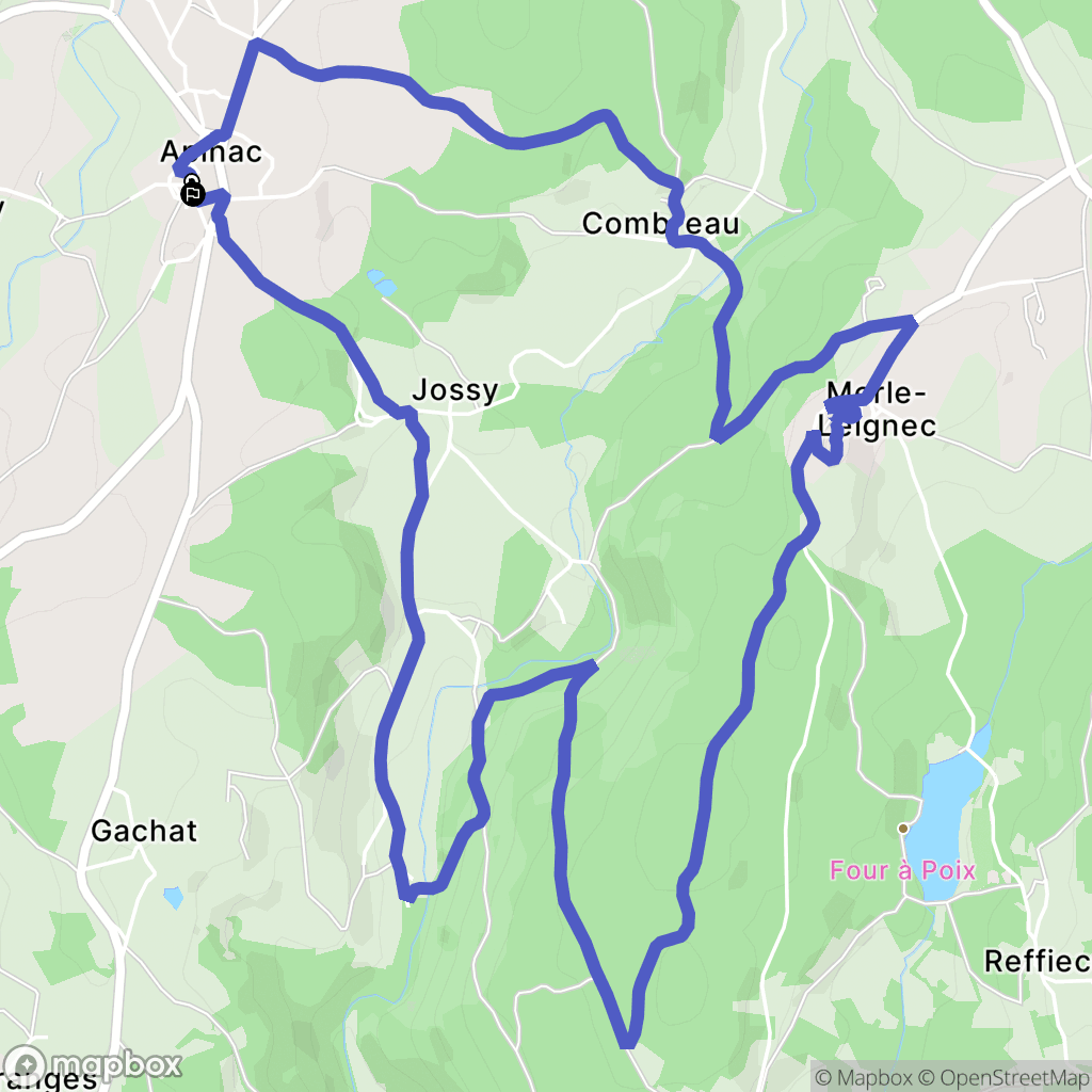 Apinac : carte du parcours de randonnée - France