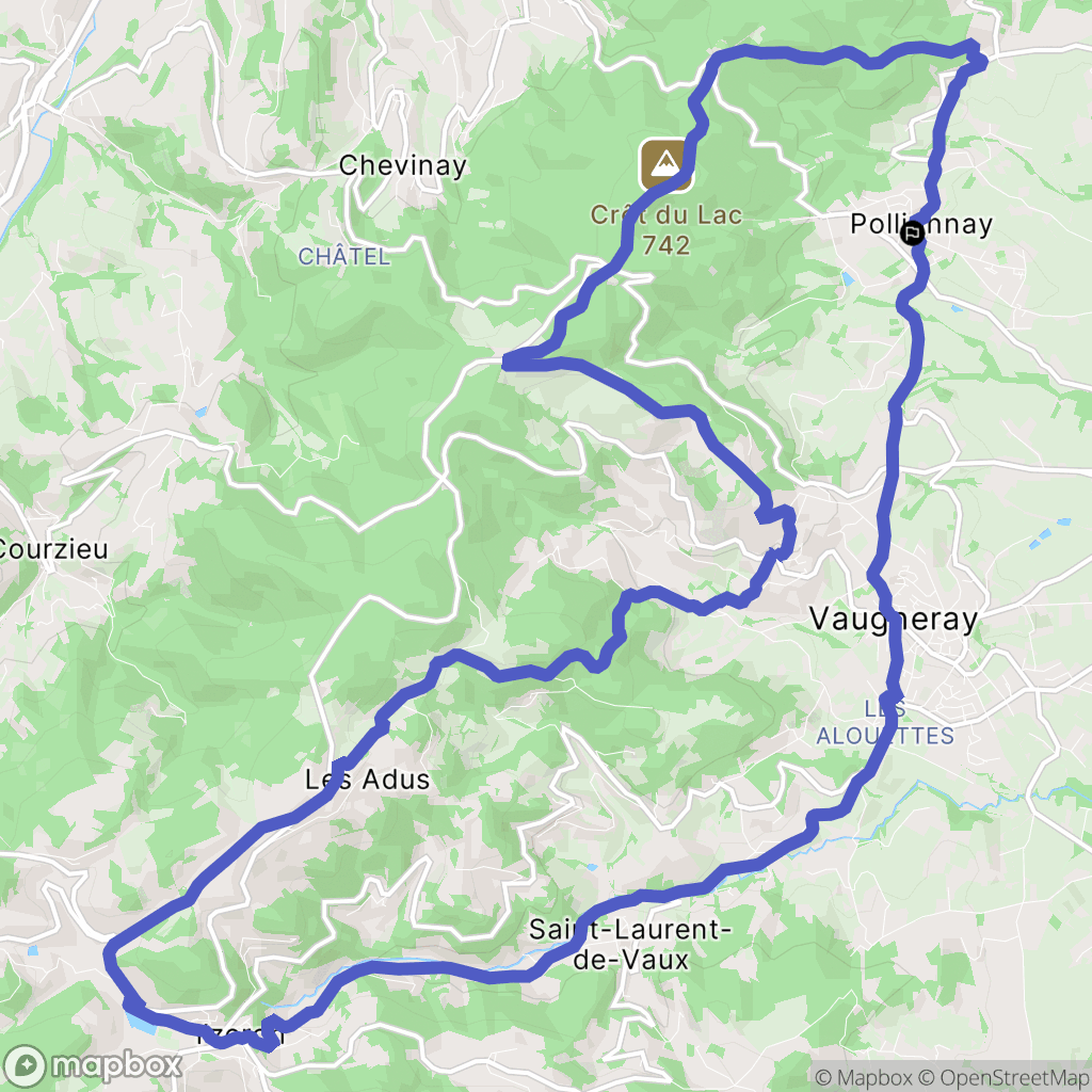 Pollionnay : carte du parcours de randonnée - France