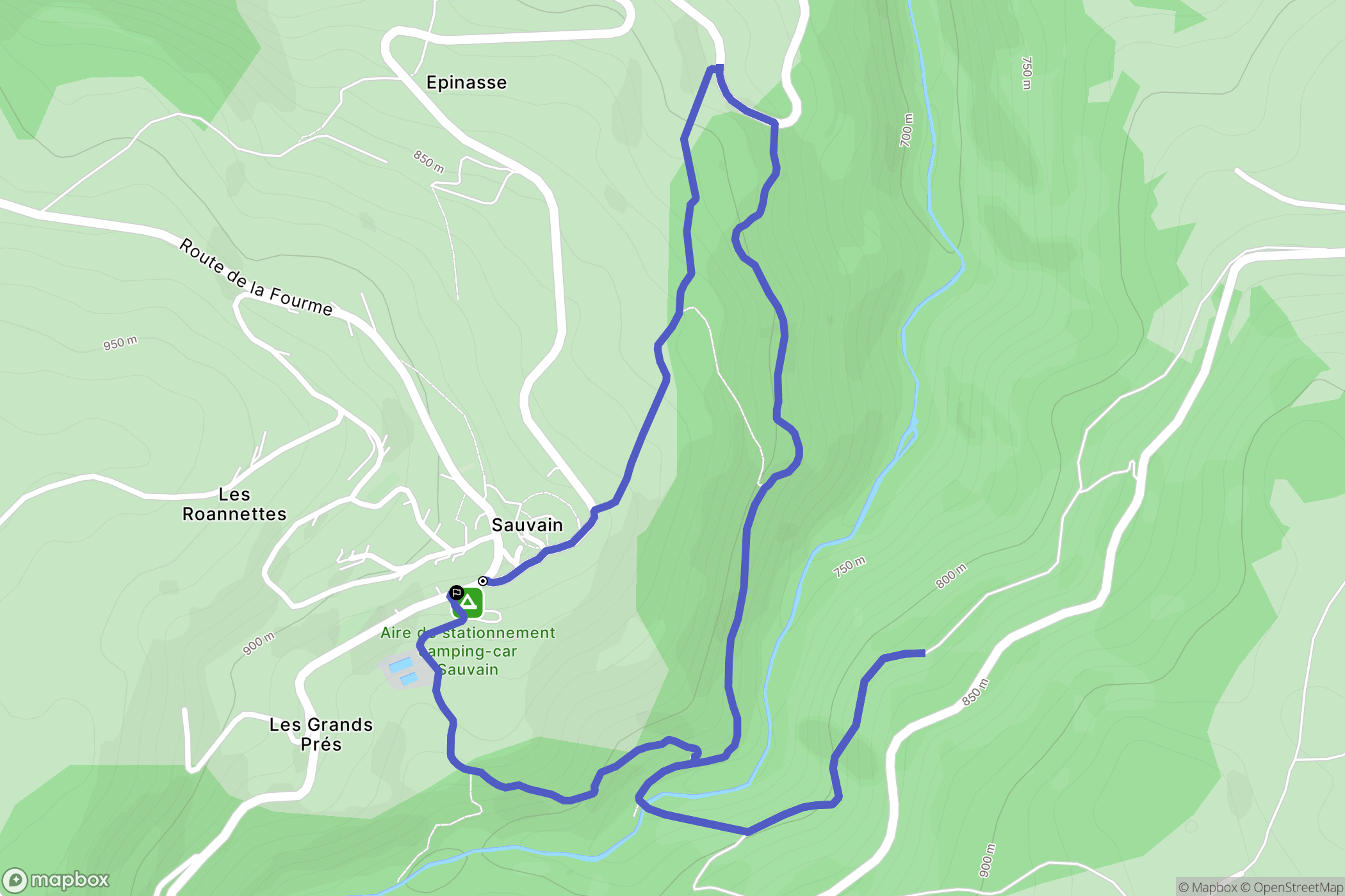 Sauvain : carte du parcours de randonnée - France