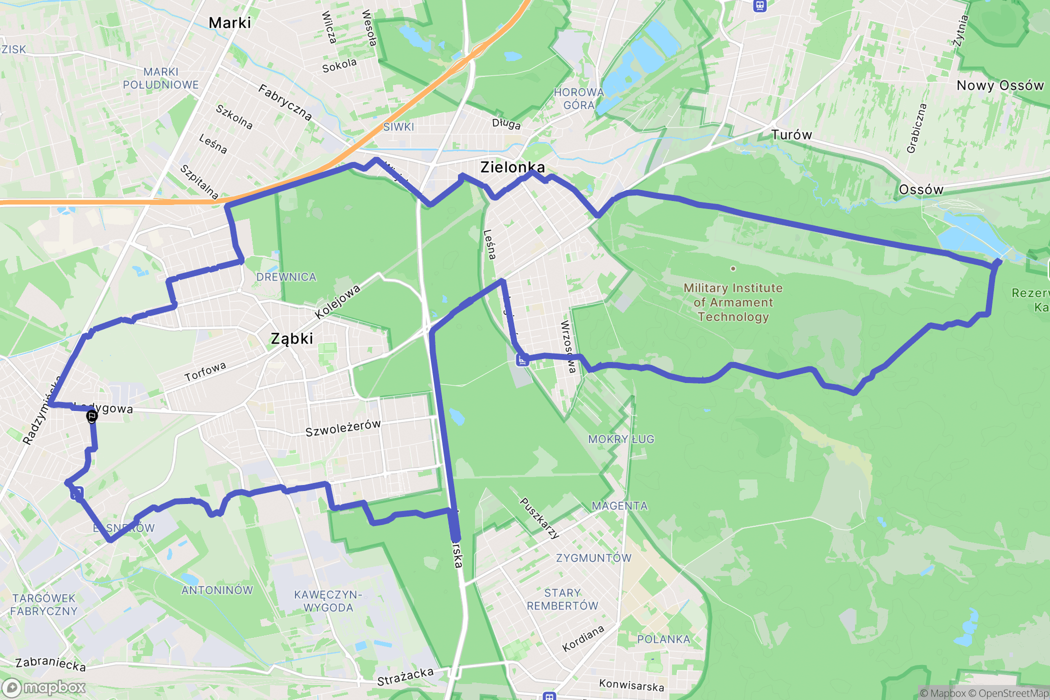 Warszawa: mapa trasy - Poland