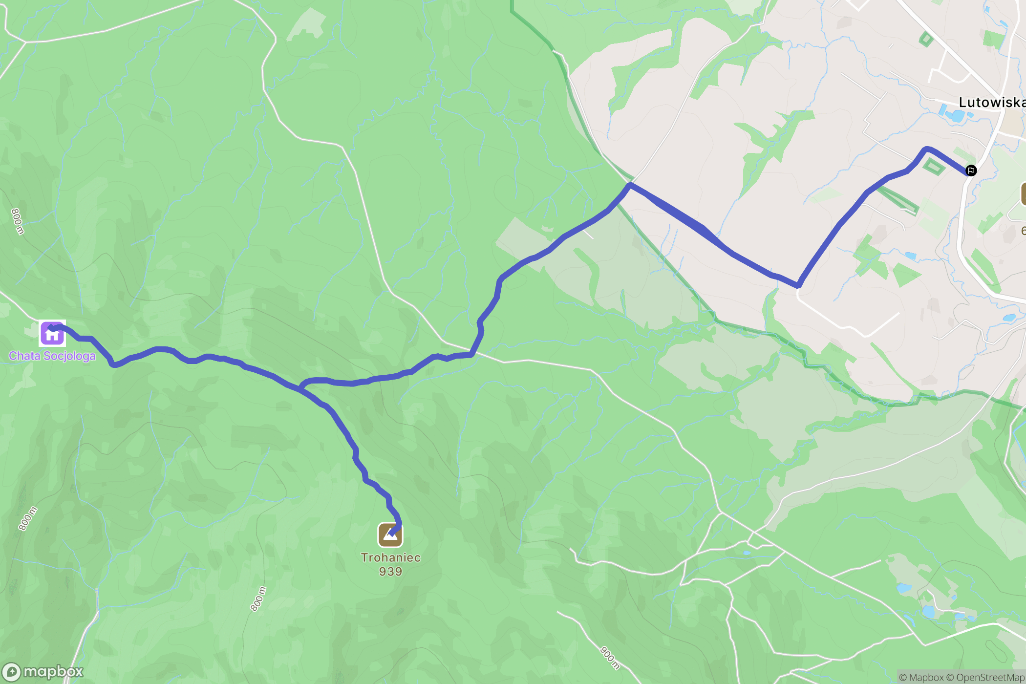Lutowiska: mapa trasy - Poland