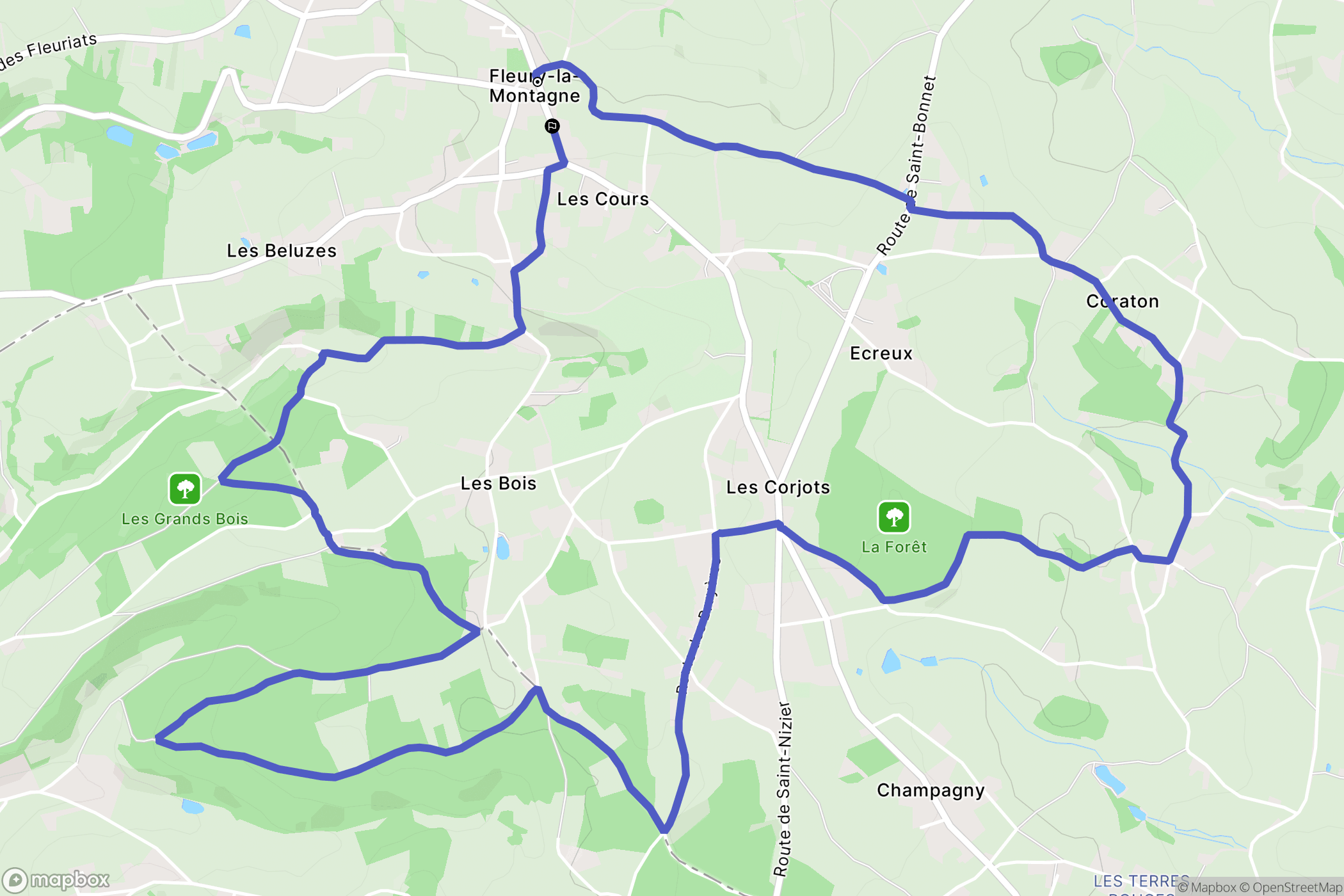 Fleury-la-Montagne : carte du parcours de randonnée - France