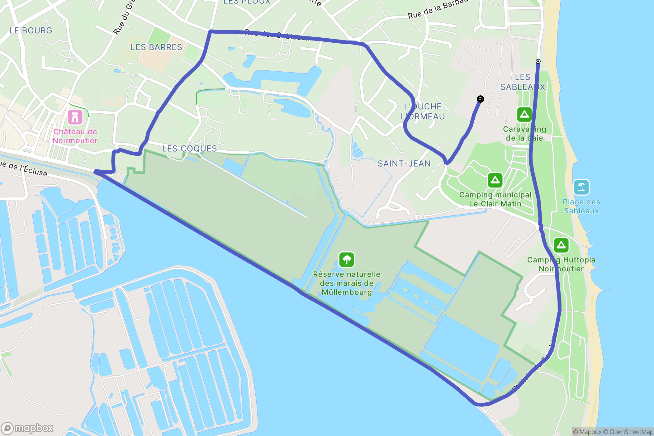 Noirmoutier-en-l'Île : carte du parcours de randonnée - France