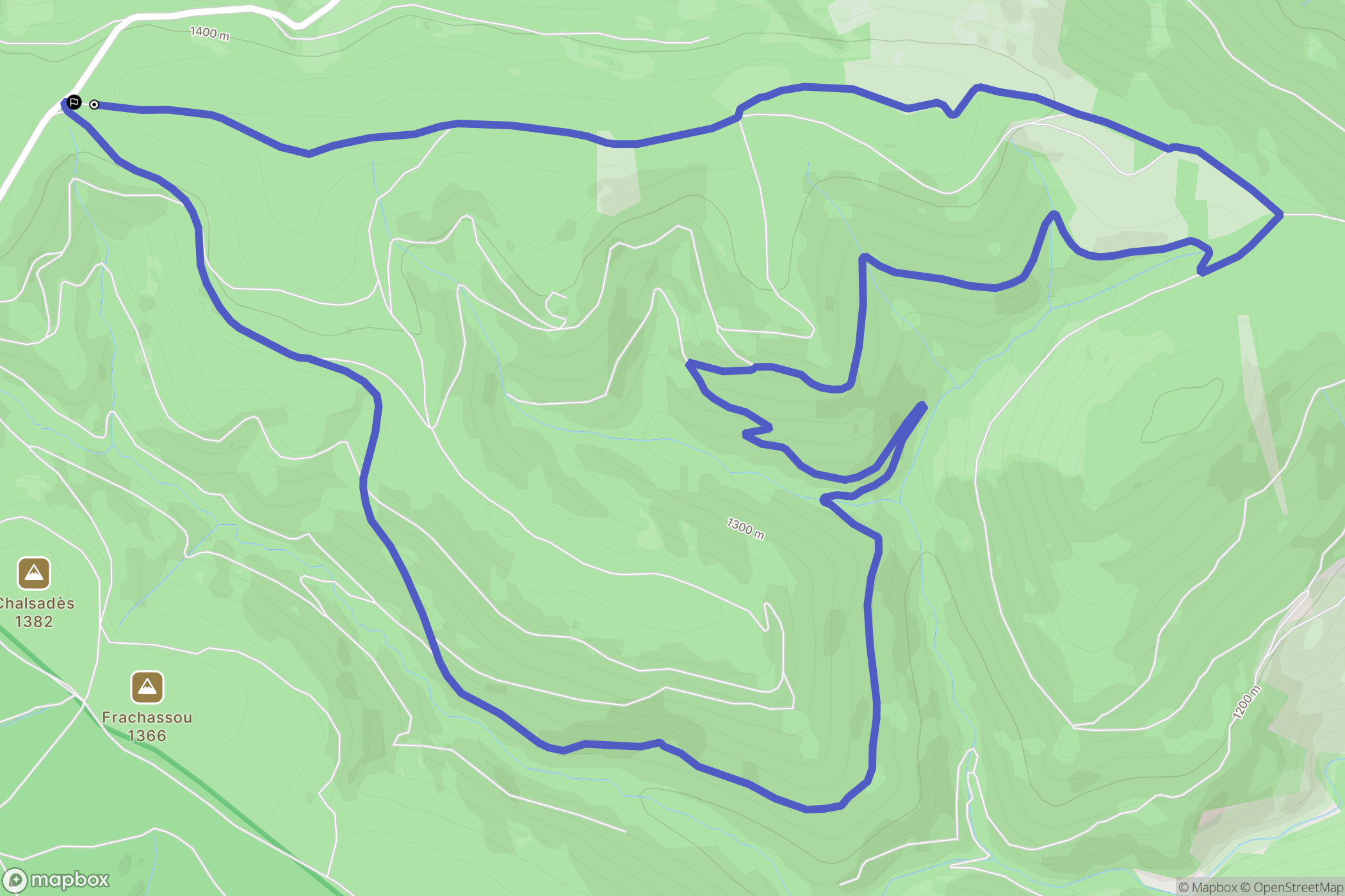 Mont Lozère et Goulet : carte du parcours de randonnée - France