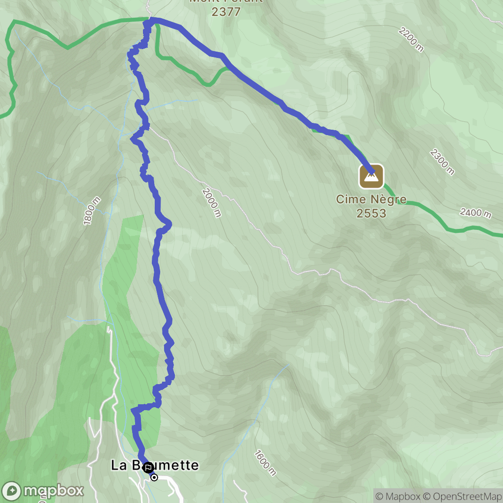 Péone : carte du parcours de randonnée - France