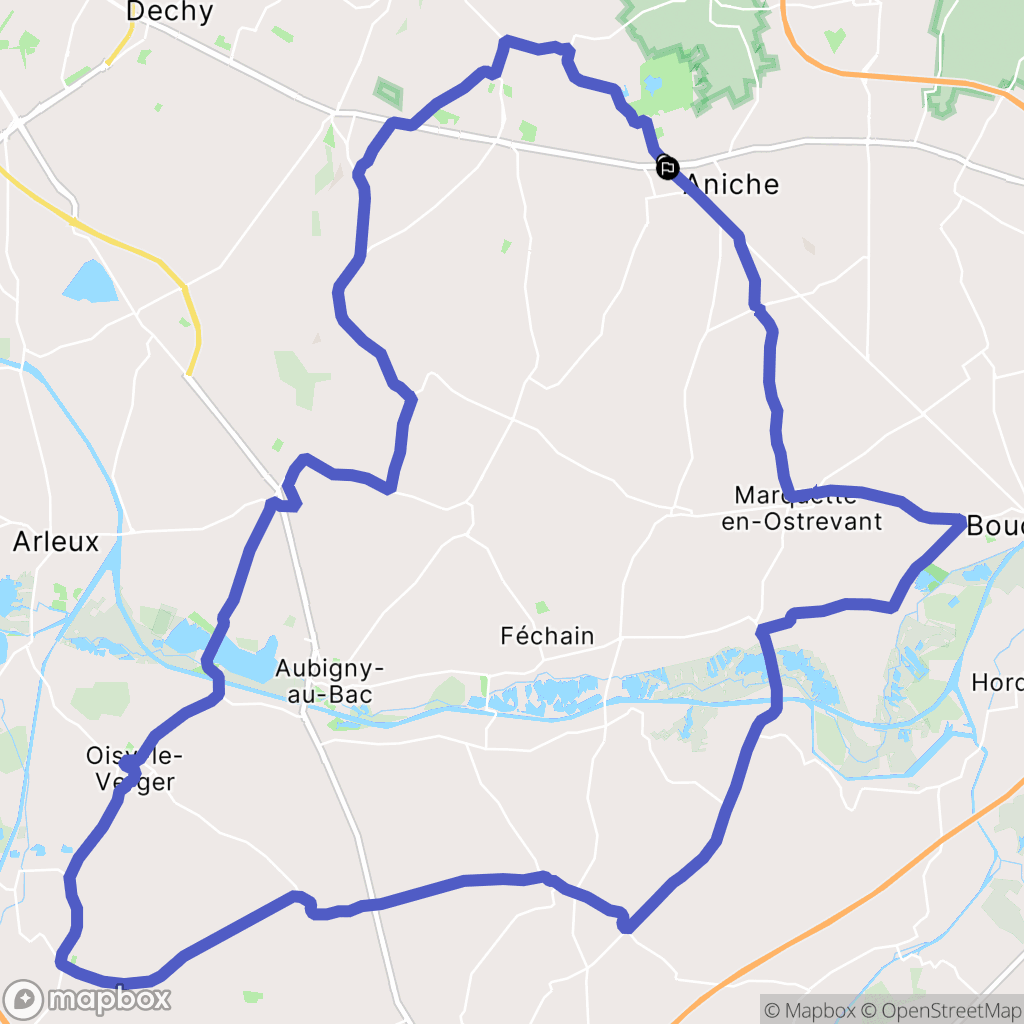 Auberchicourt : carte du parcours de randonnée - France