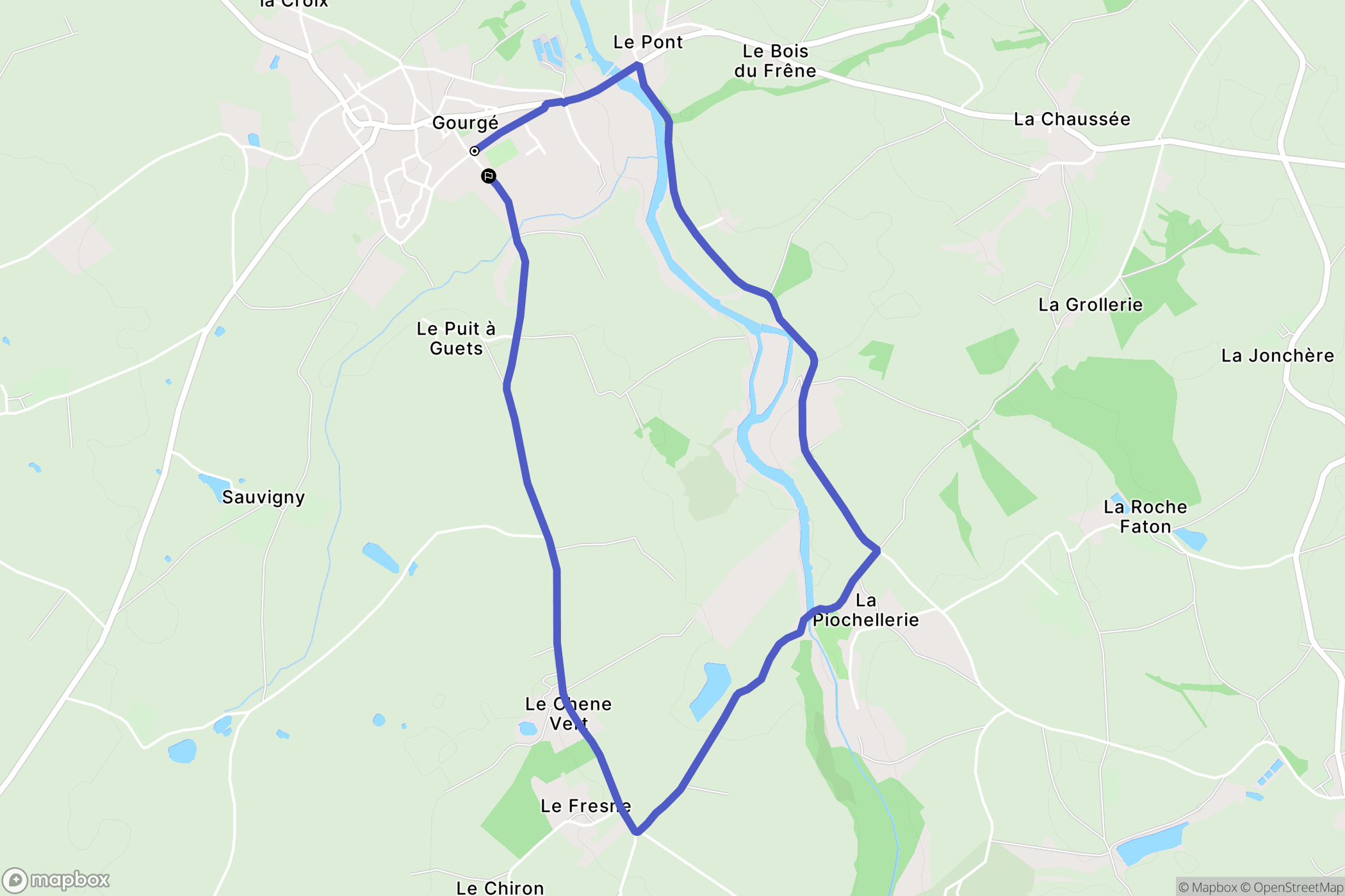 Gourgé : carte du parcours de randonnée - France