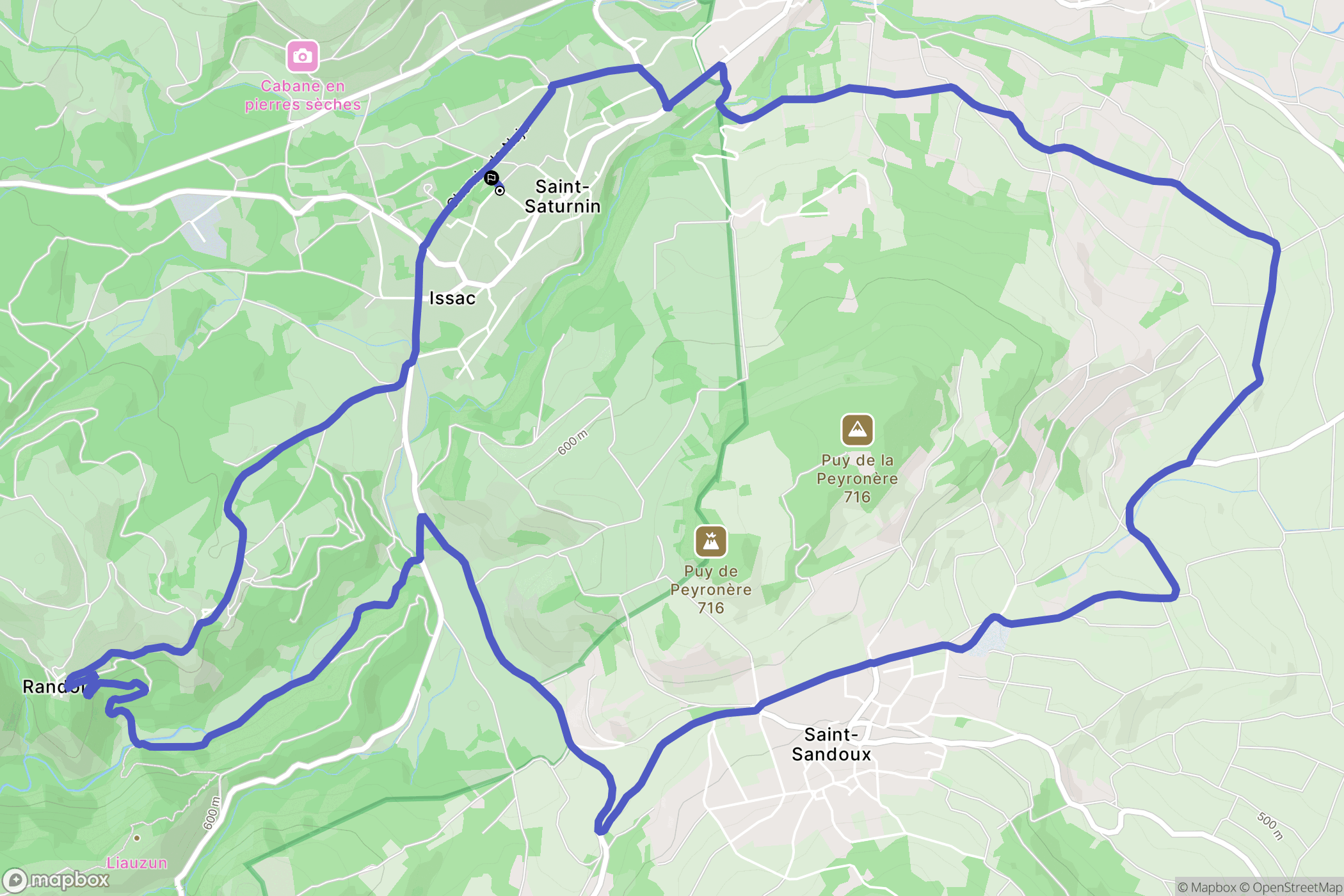 Saint-Saturnin : carte du parcours de randonnée - France