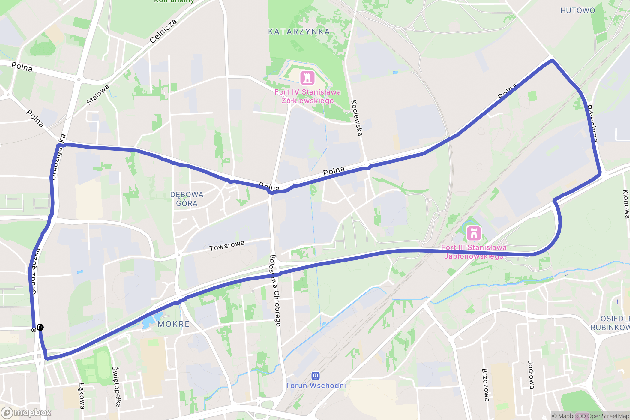Toruń: mapa trasy - Poland