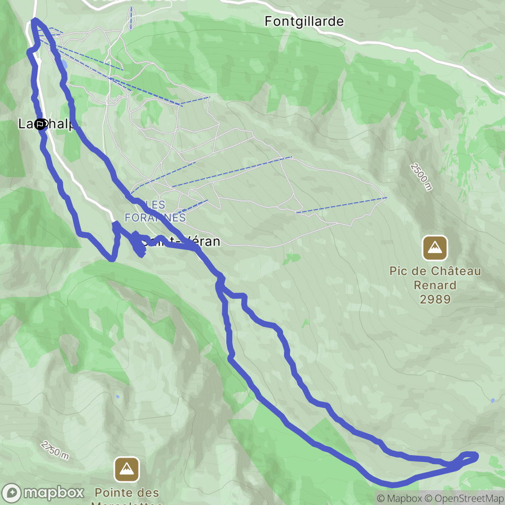 Saint-Véran : carte du parcours de randonnée - France