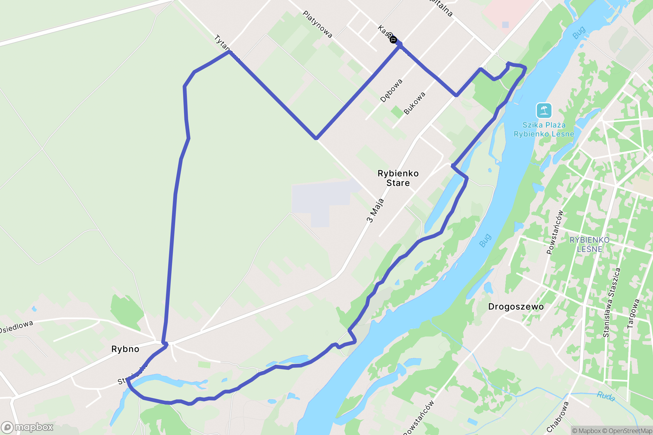 Rybienko Nowe: mapa trasy - Poland